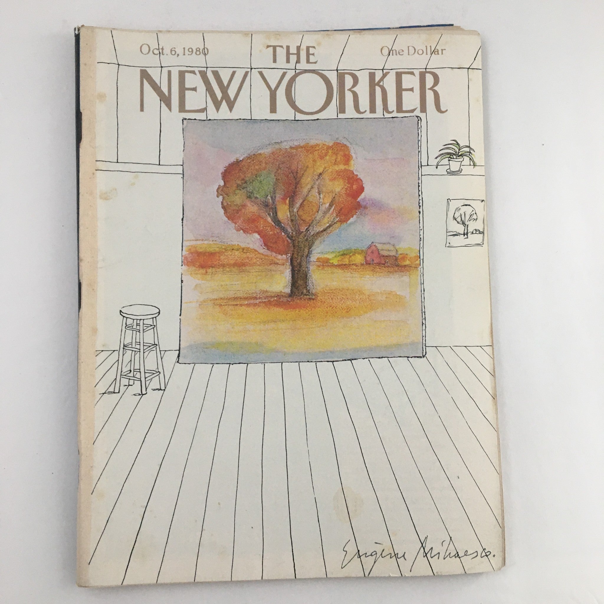 The New Yorker Magazine October 6 1980 Tree Painting by Eugene Mihaesco No Label