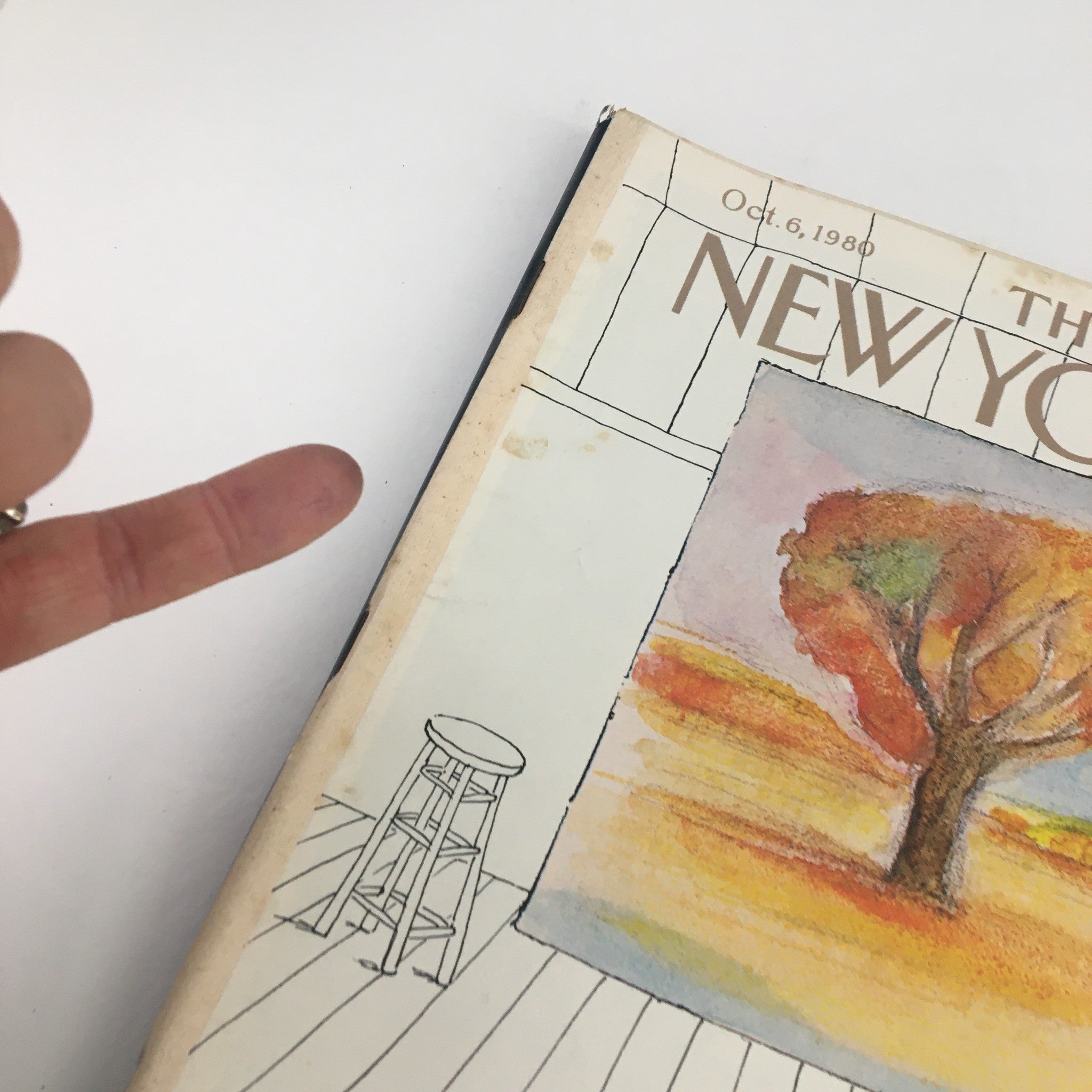 The New Yorker Magazine October 6 1980 Tree Painting by Eugene Mihaesco No Label