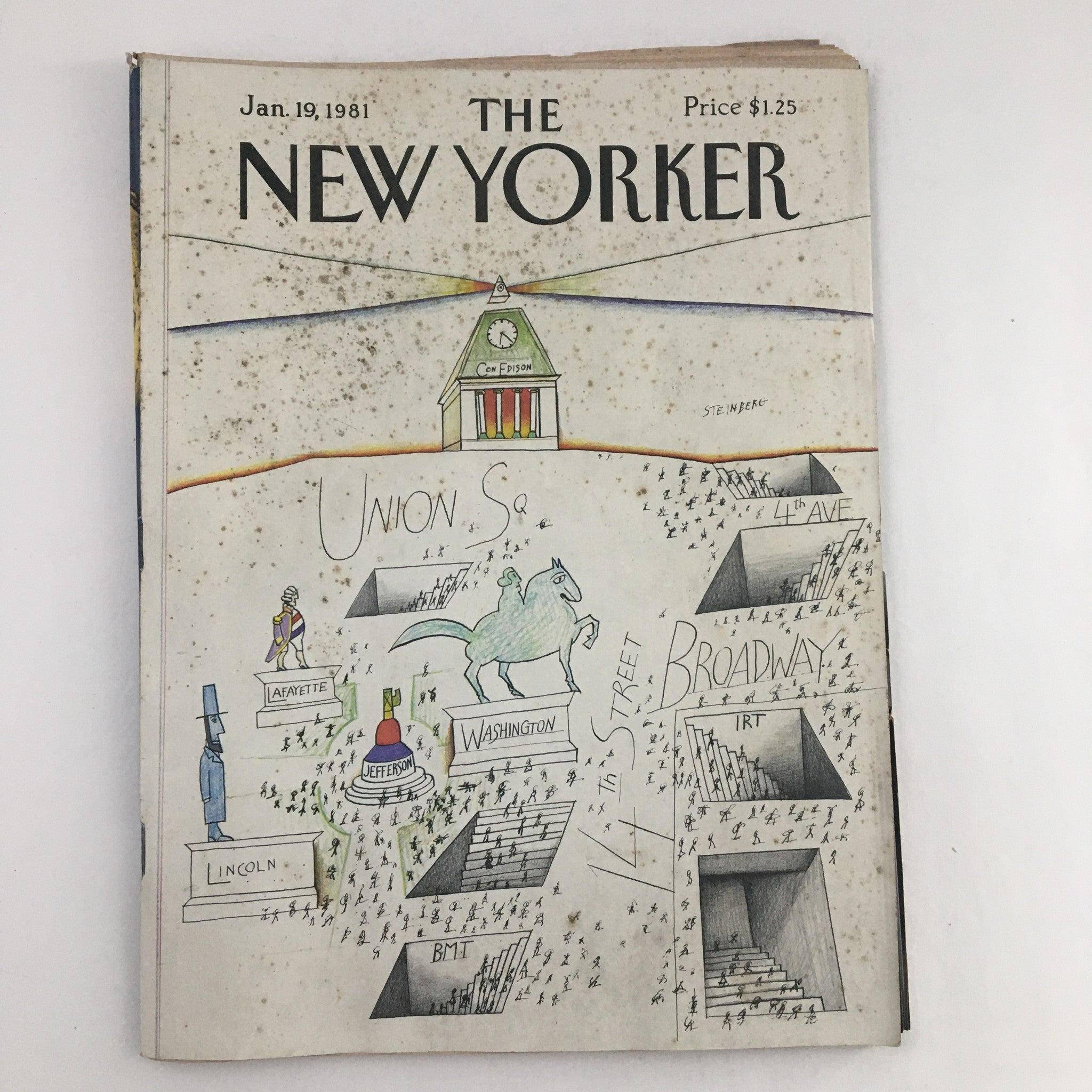 The New Yorker Magazine January 19 1981 Union Square Street by Saul Steinberg