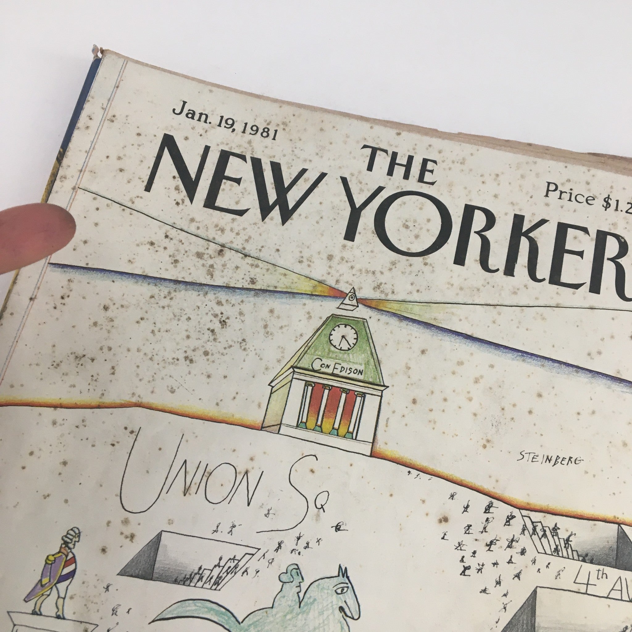 The New Yorker Magazine January 19 1981 Union Square Street by Saul Steinberg