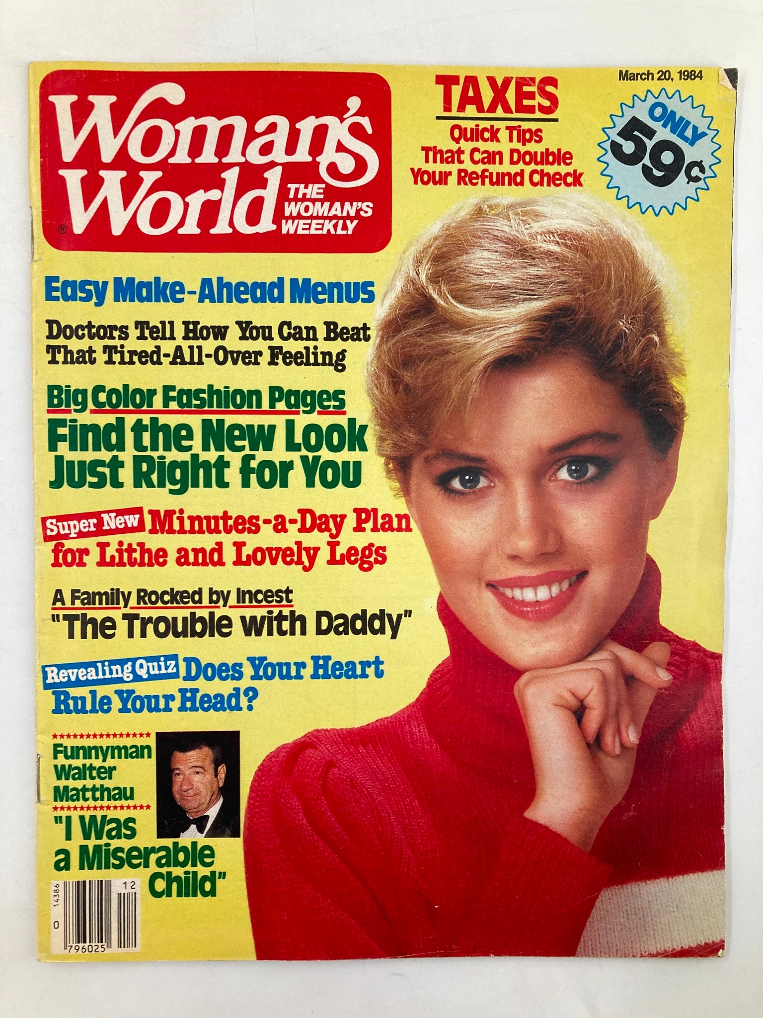 Woman's World Magazine March 29 1984 Funnyman Walter Matthau No Label