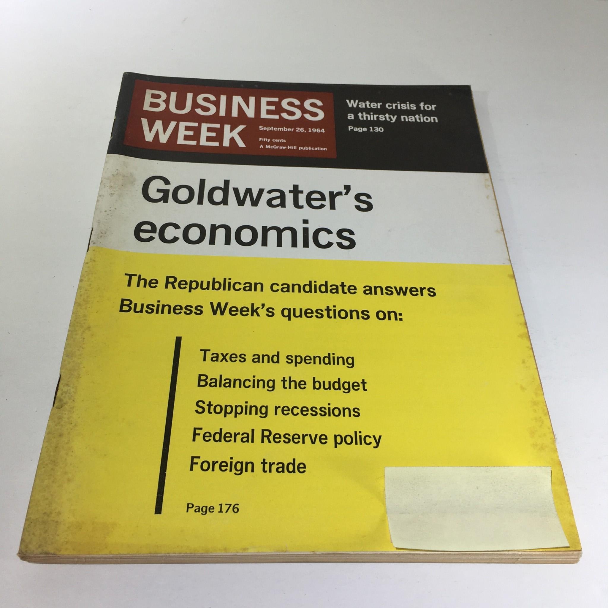 Business Week Magazine: September 26 1964 - Goldwater's Economic & Water Crisis