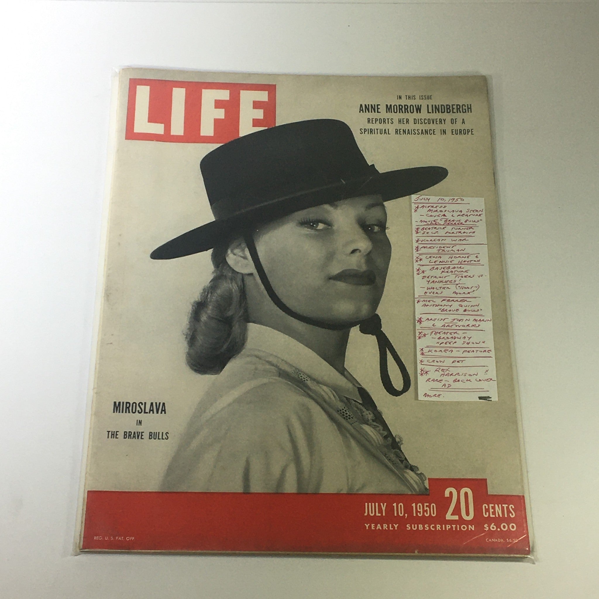 VTG Life Magazine July 10 1950 Actress Miroslava Stern Cover Feature, Newsstand