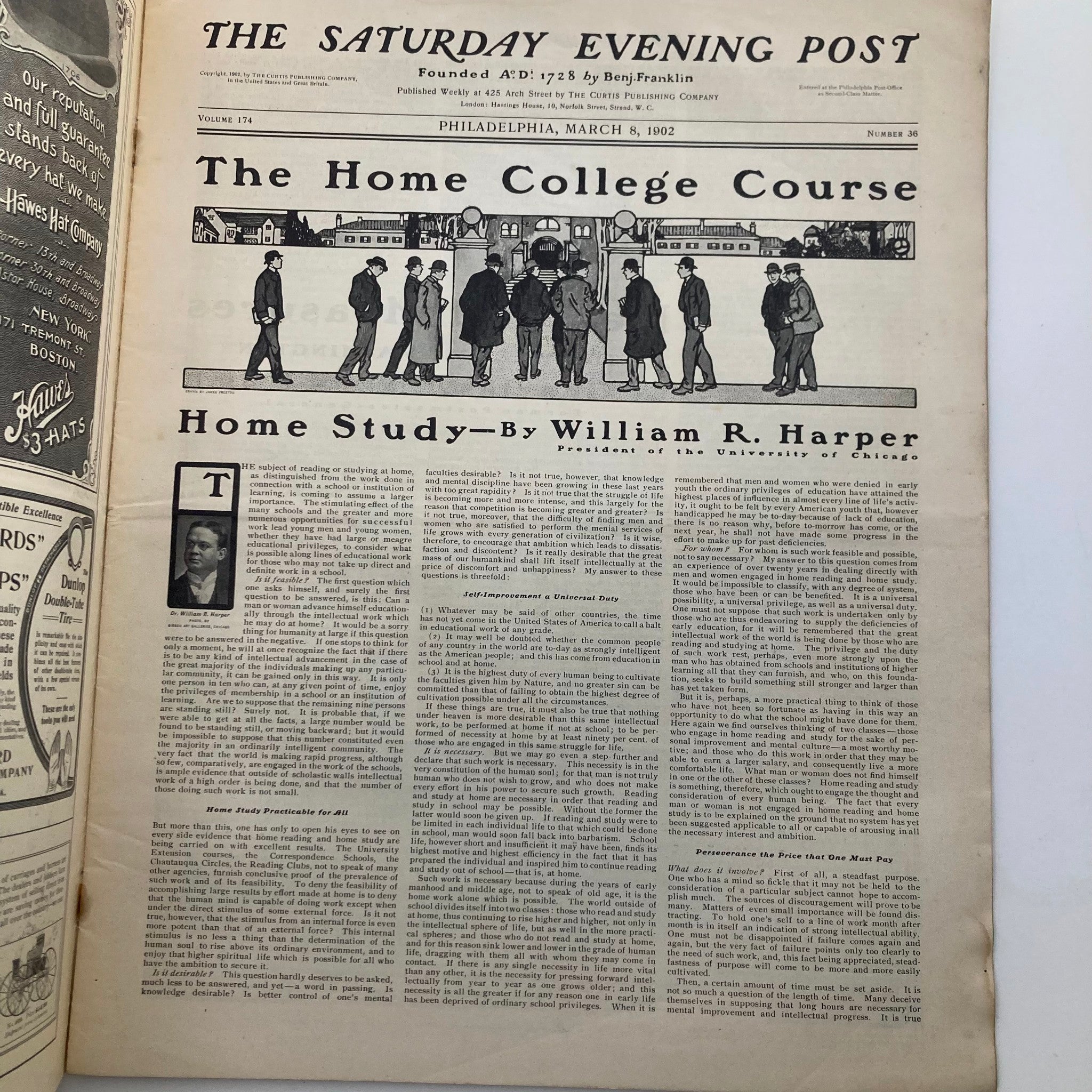 The Saturday Evening Post March 8 1902 Home Study by President Harper