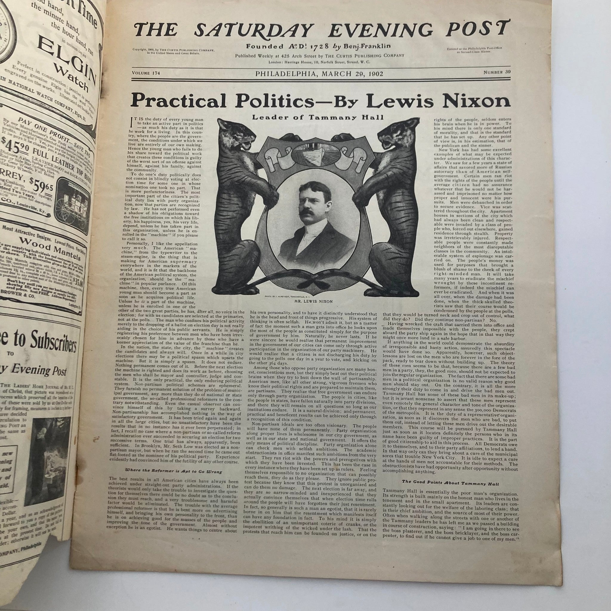 The Saturday Evening Post March 29 1902 Practical Politics by Lewis Nixon