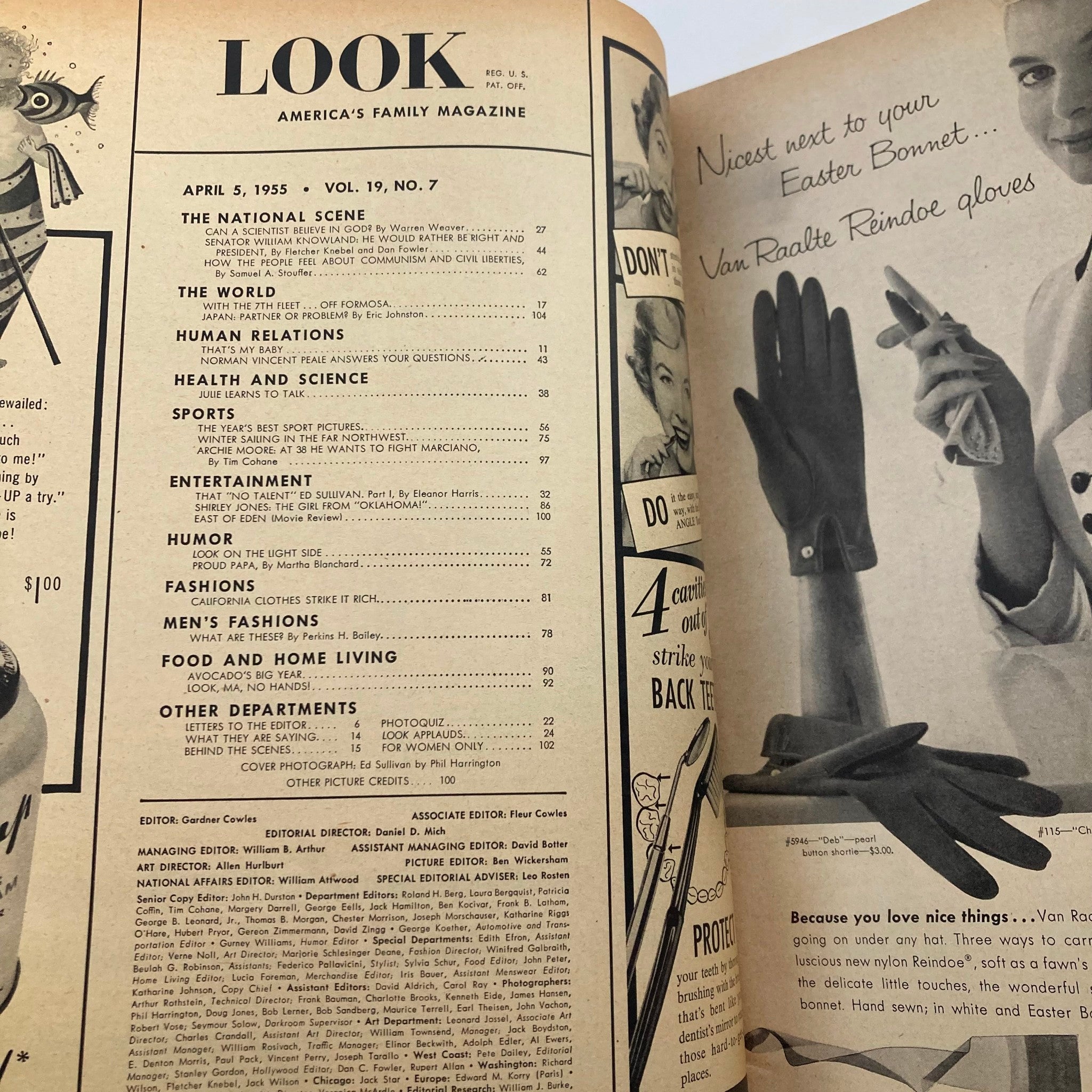 RES* VTG Look Magazine April 5 1955 Vol 19 No. 7 Ed Sullivan No Label