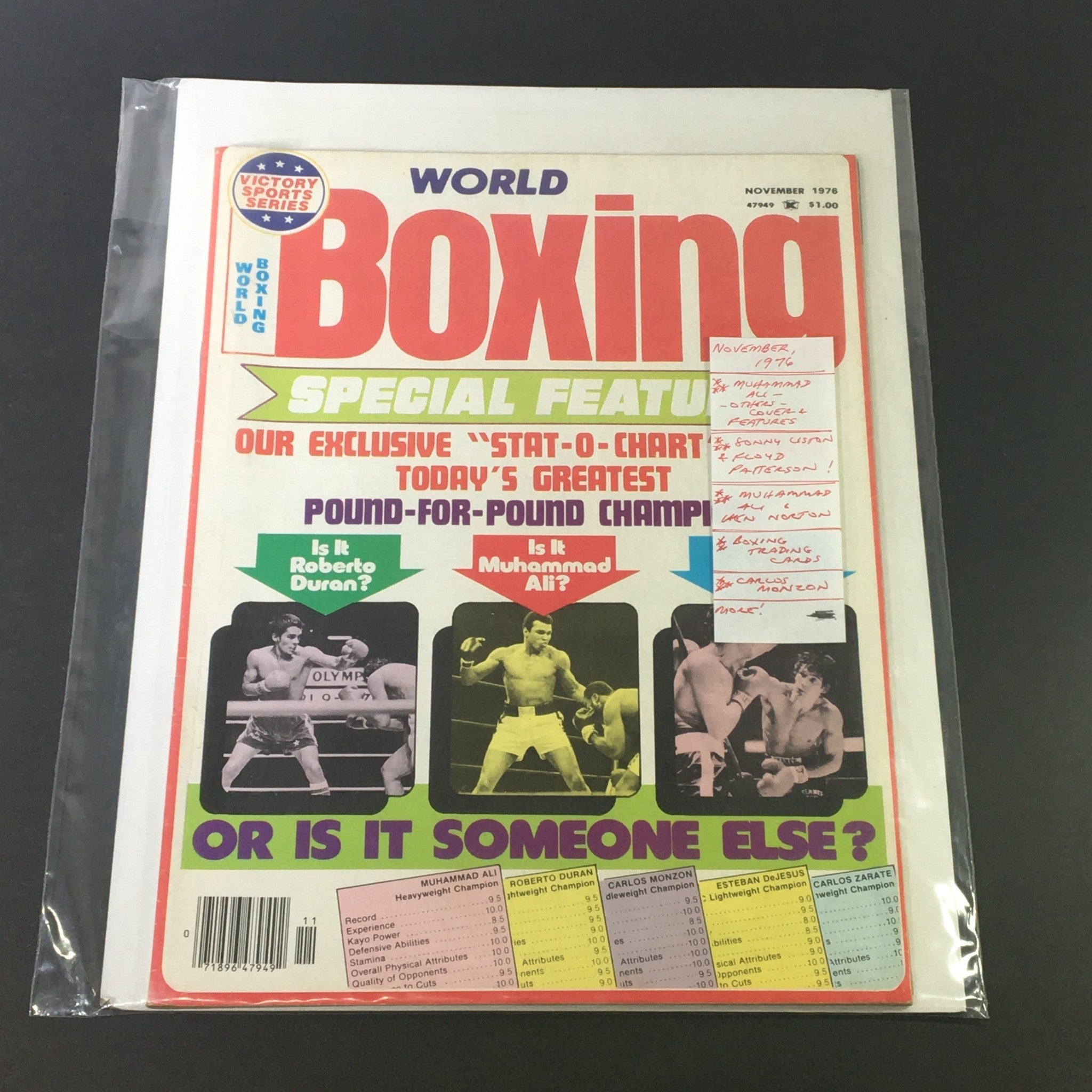 VTG World Boxing Magazine November 1976 Muhammad Ali Cover Feature, Newsstand