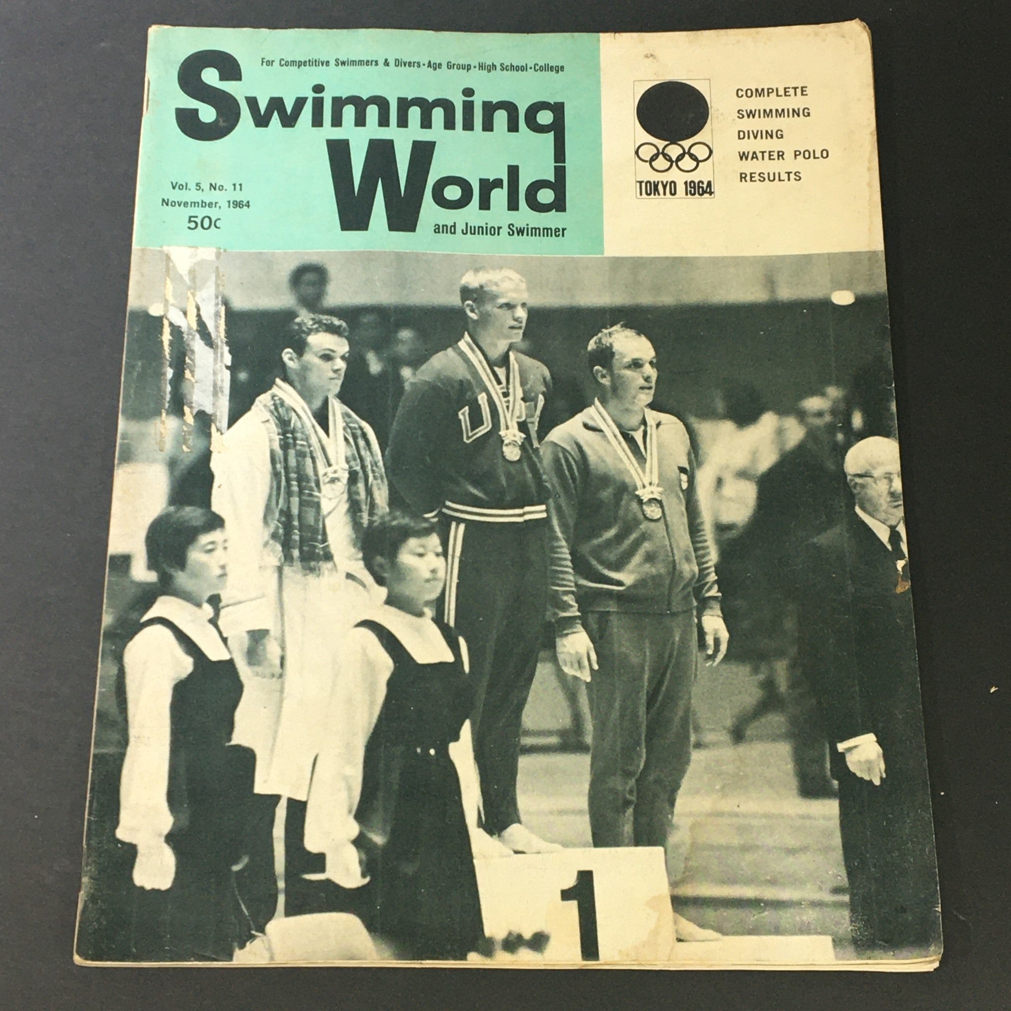 VTG Swimming World & Junior Swimmer November 1964 Vol 5 #11 Complete Polo Result