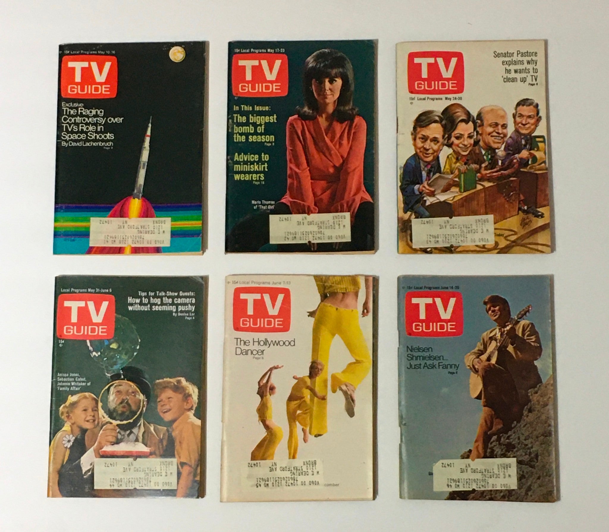 Vintage TV Guide Magazine covers from 1969 featuring various themes and TV stars. Complete Year Of TV Guide Magazines 1969, 52 Issues- Special Issue Fall Preview.