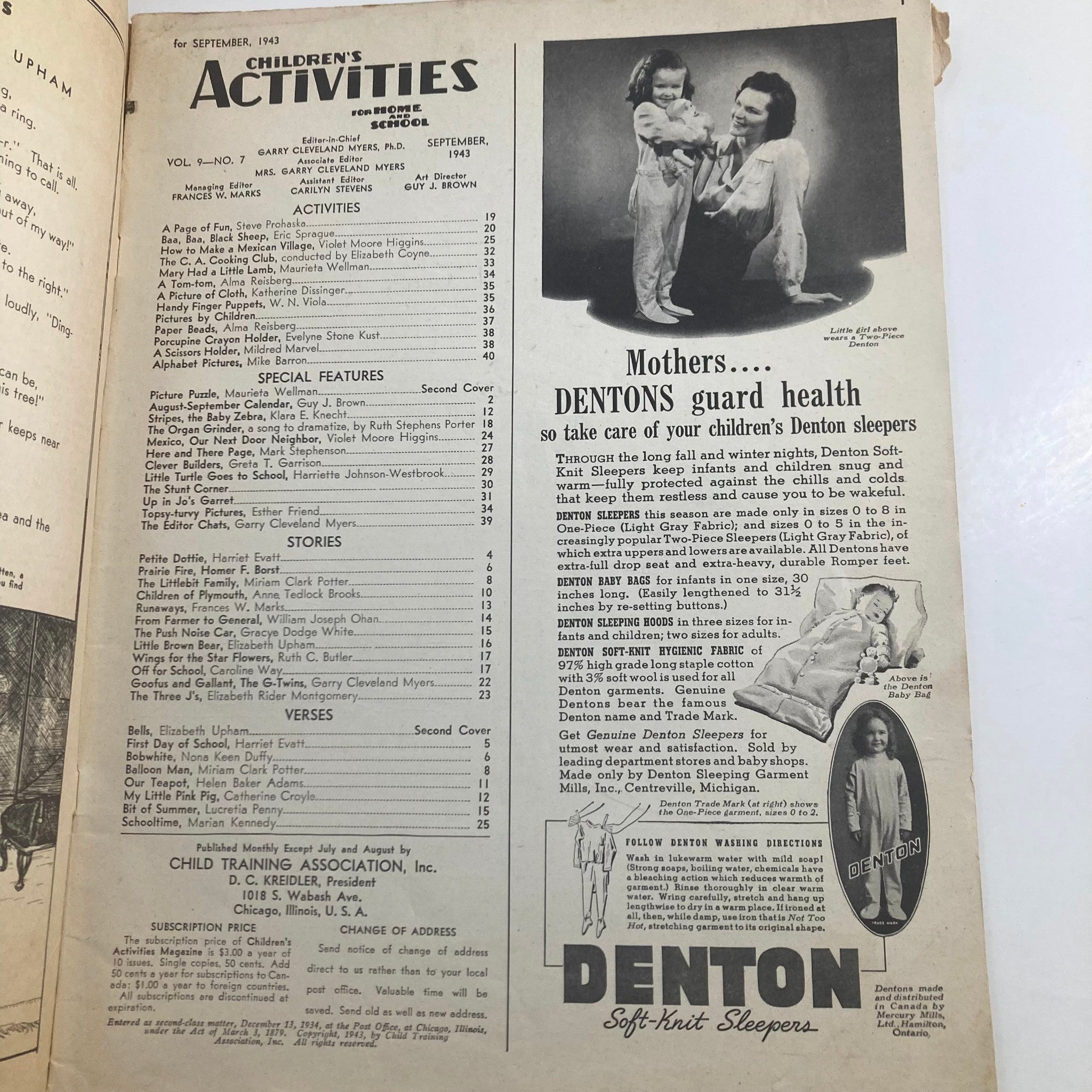 Children's Activities for Home and School September 1943 Stunt Corner No Label