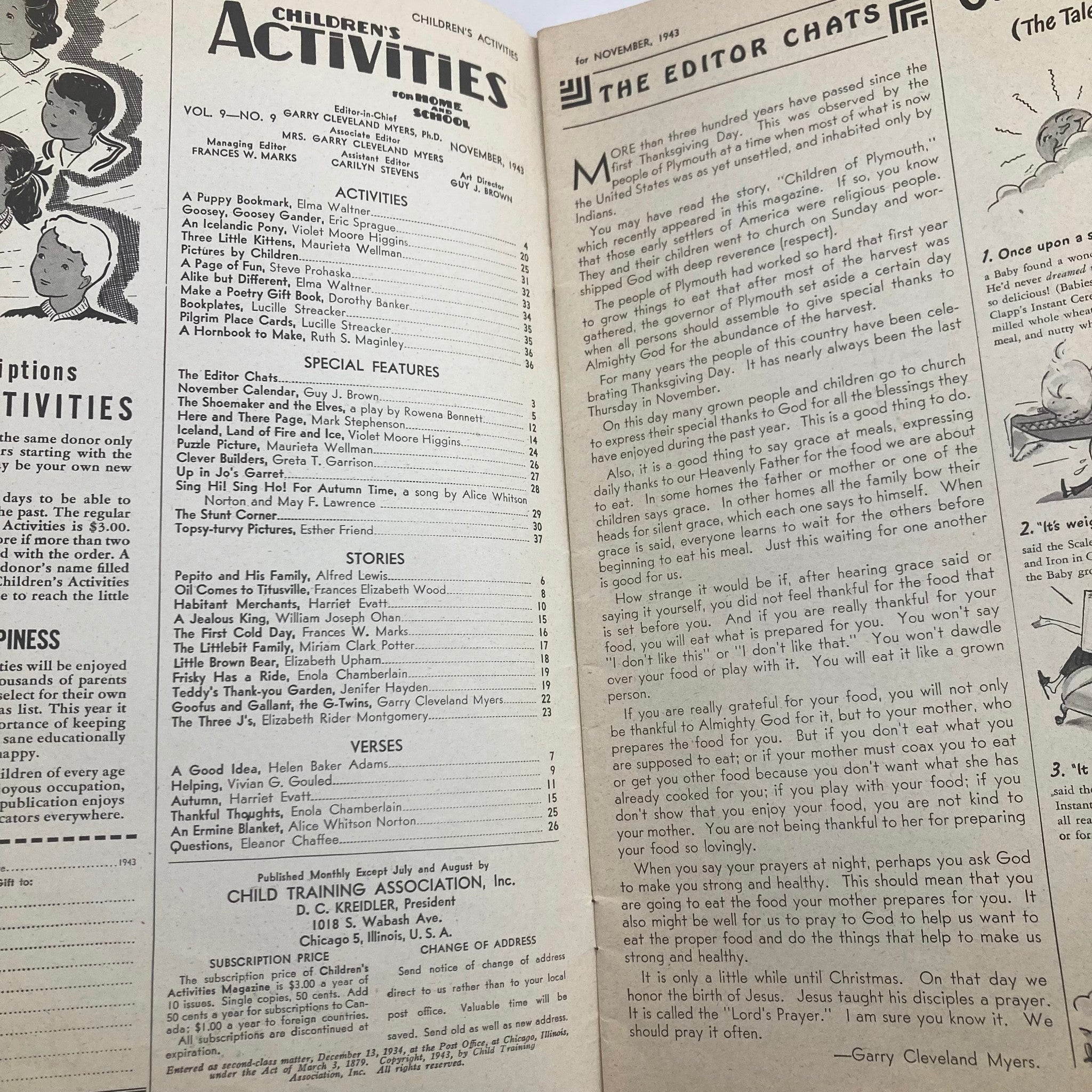 Children's Activities for Home and School November 1943 Brown Bear No Label