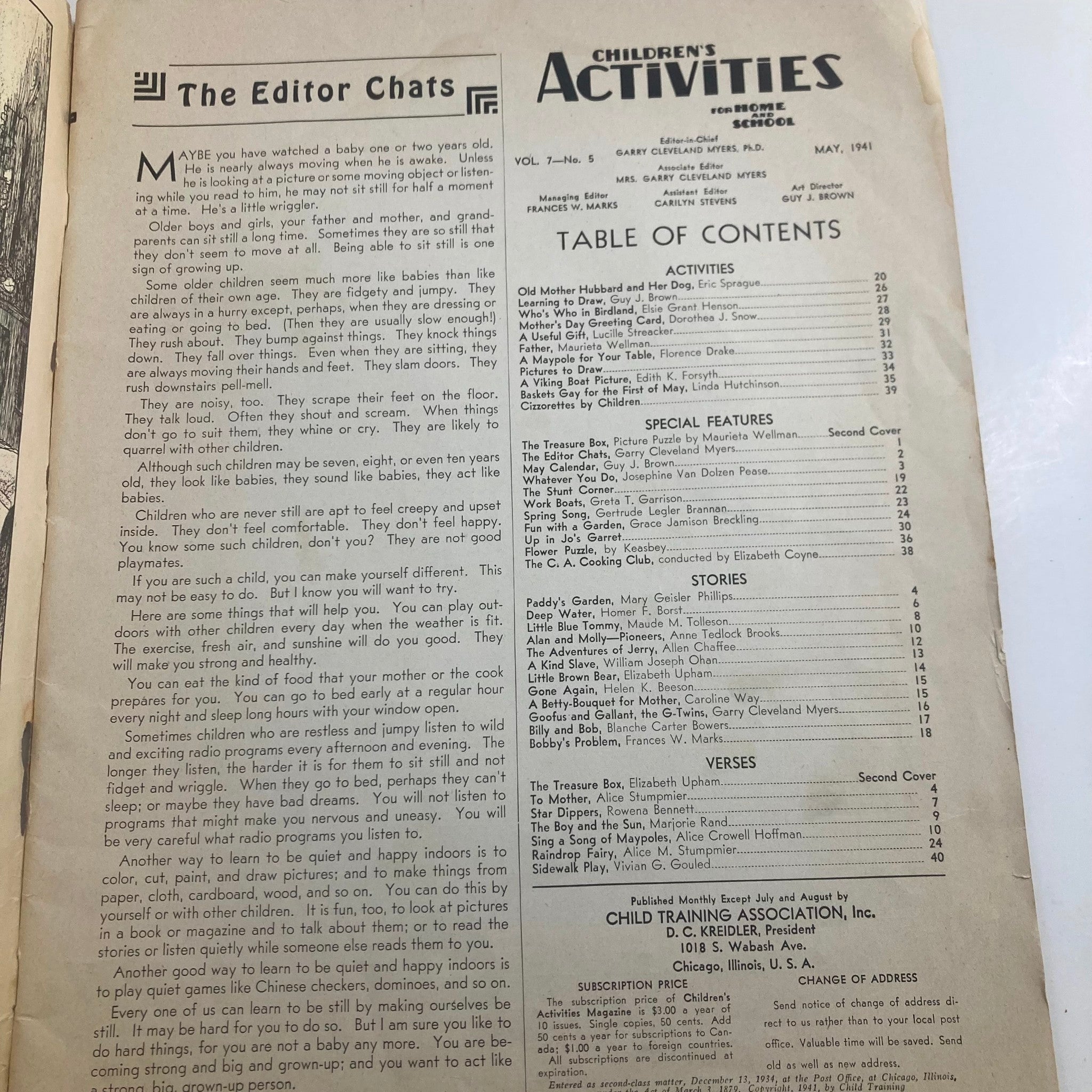 Children's Activities for Home and School May 1941 The Treasure Box No Label