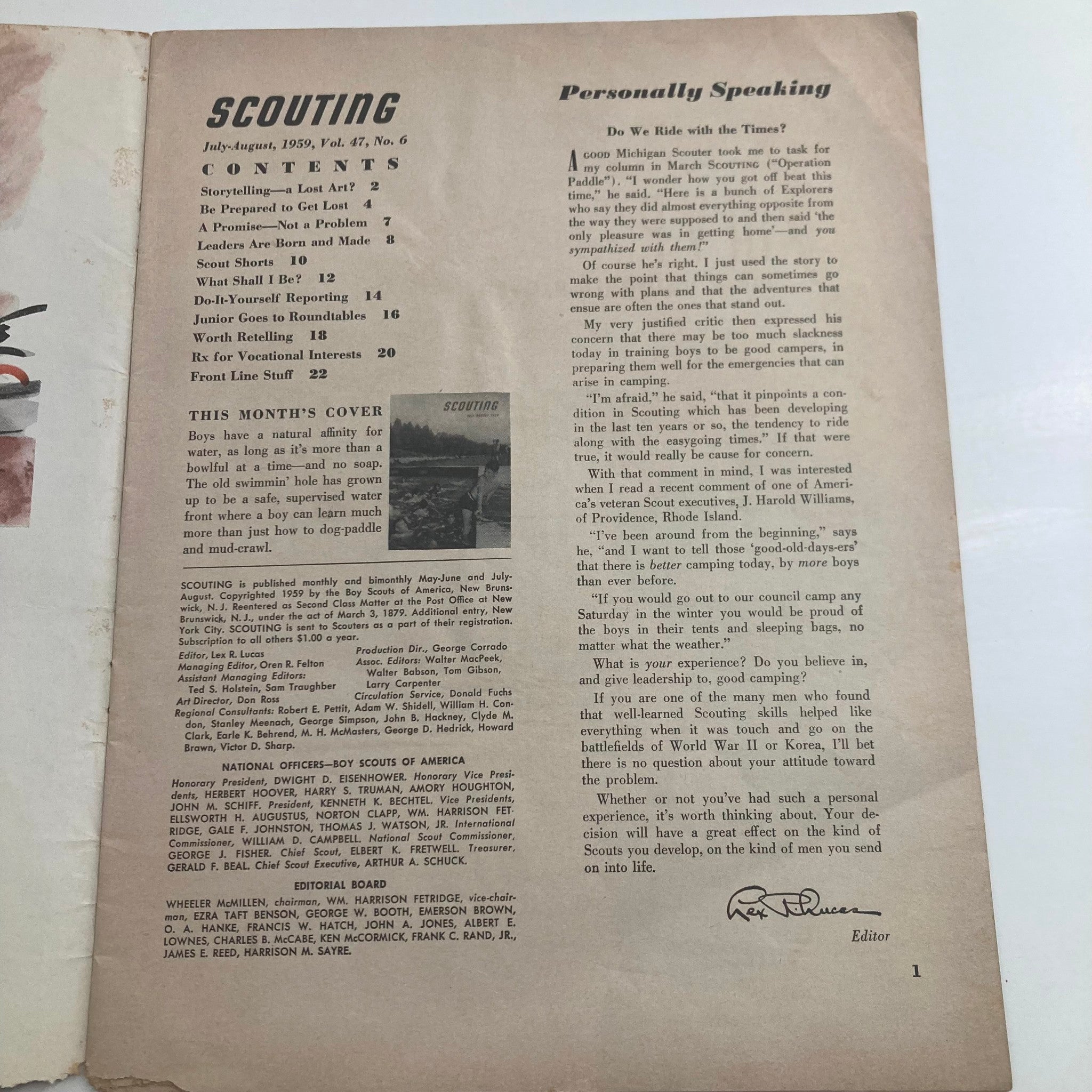 VTG Scouting Magazine July 1959 Vol 47 No. 6 Learn Dog-Paddle and Mud-Crawl