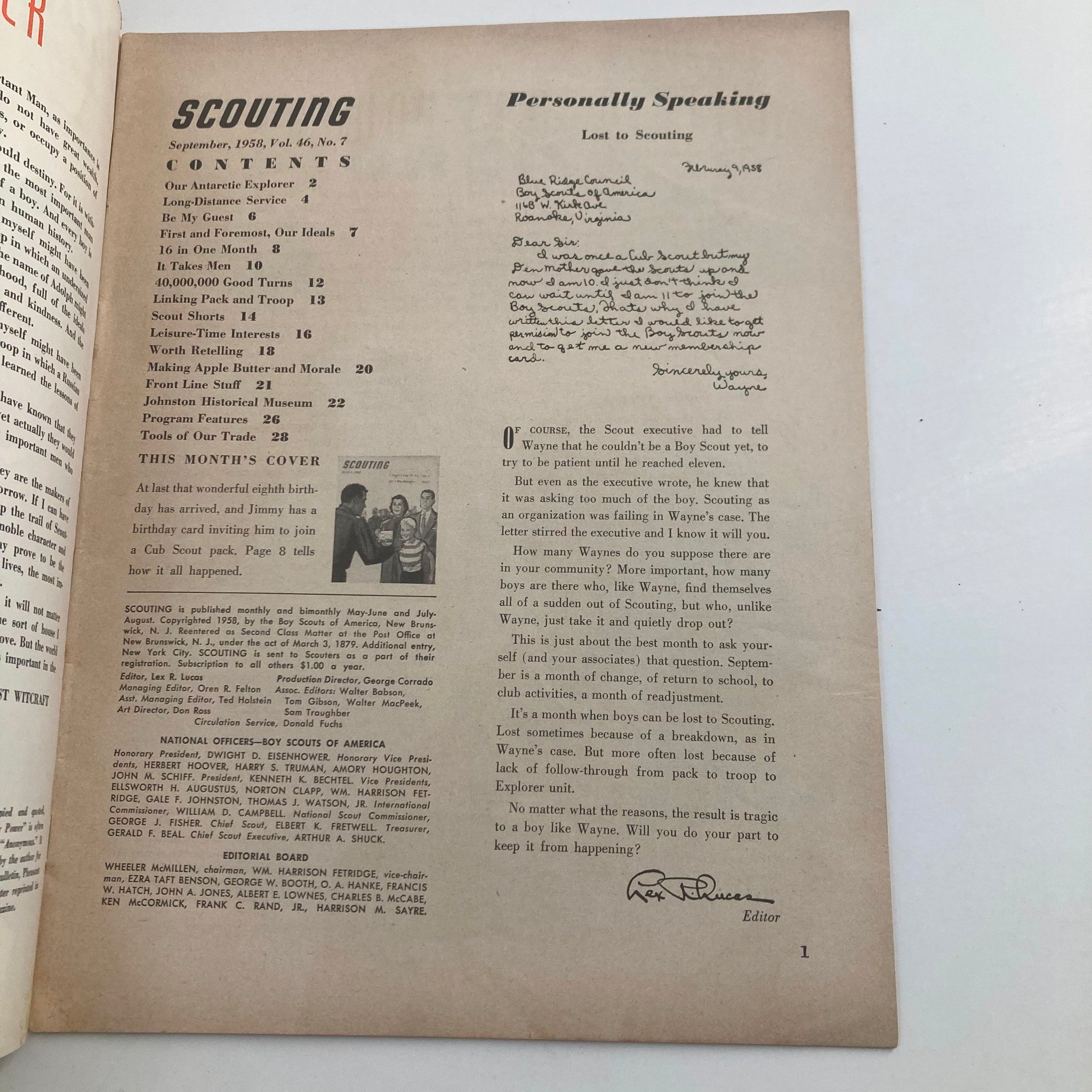 VTG Scouting Magazine September 1958 Vol 46 No. 7 Leisure-Time Interests