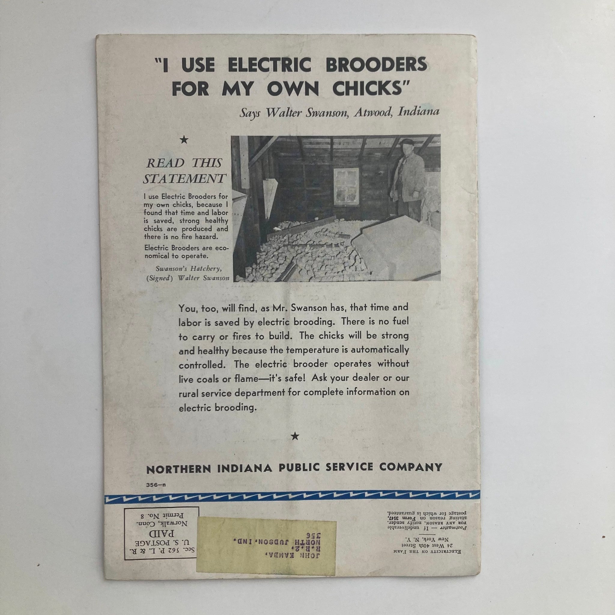 VTG Electricity on the Farm Magazine February 1943 Electric Brooder Care