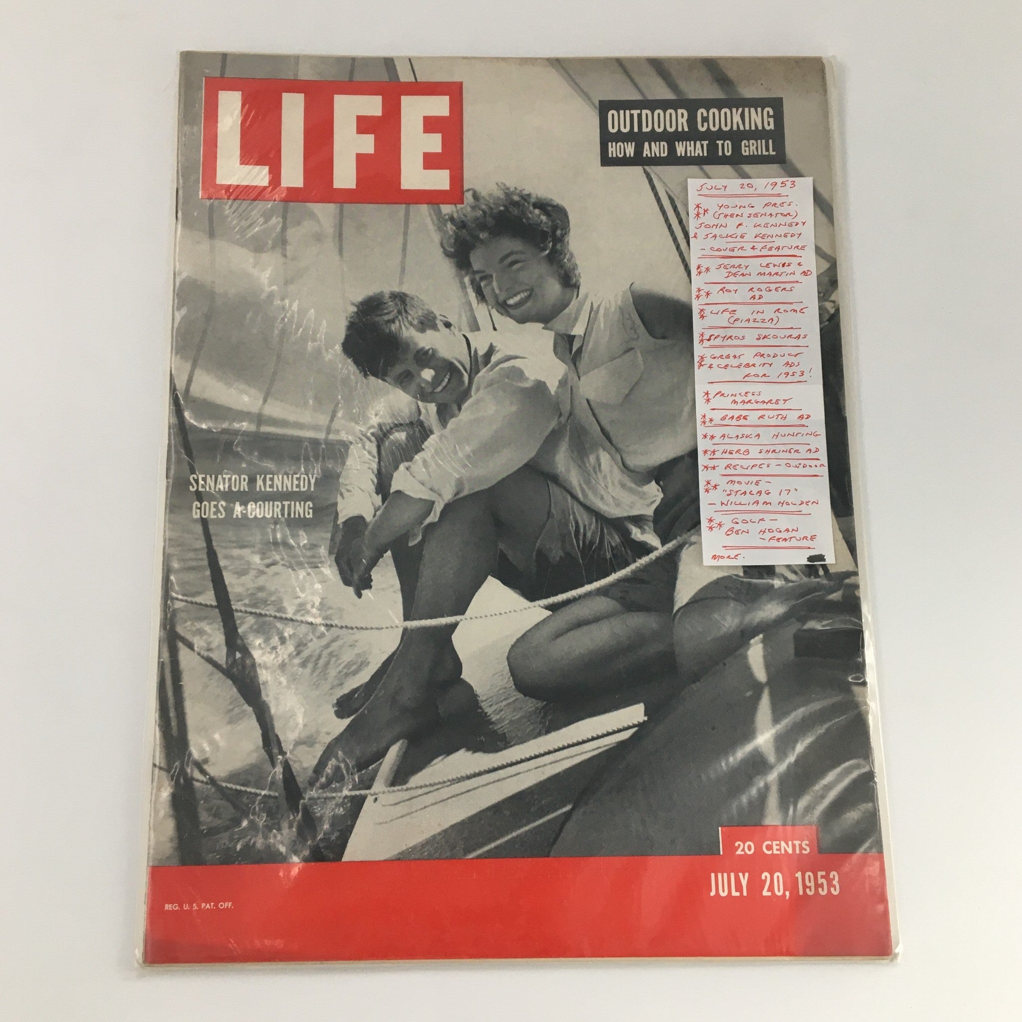 VTG Life Magazine July 20 1953 John F. Kennedy & Jackie Kennedy Cover, Newsstand