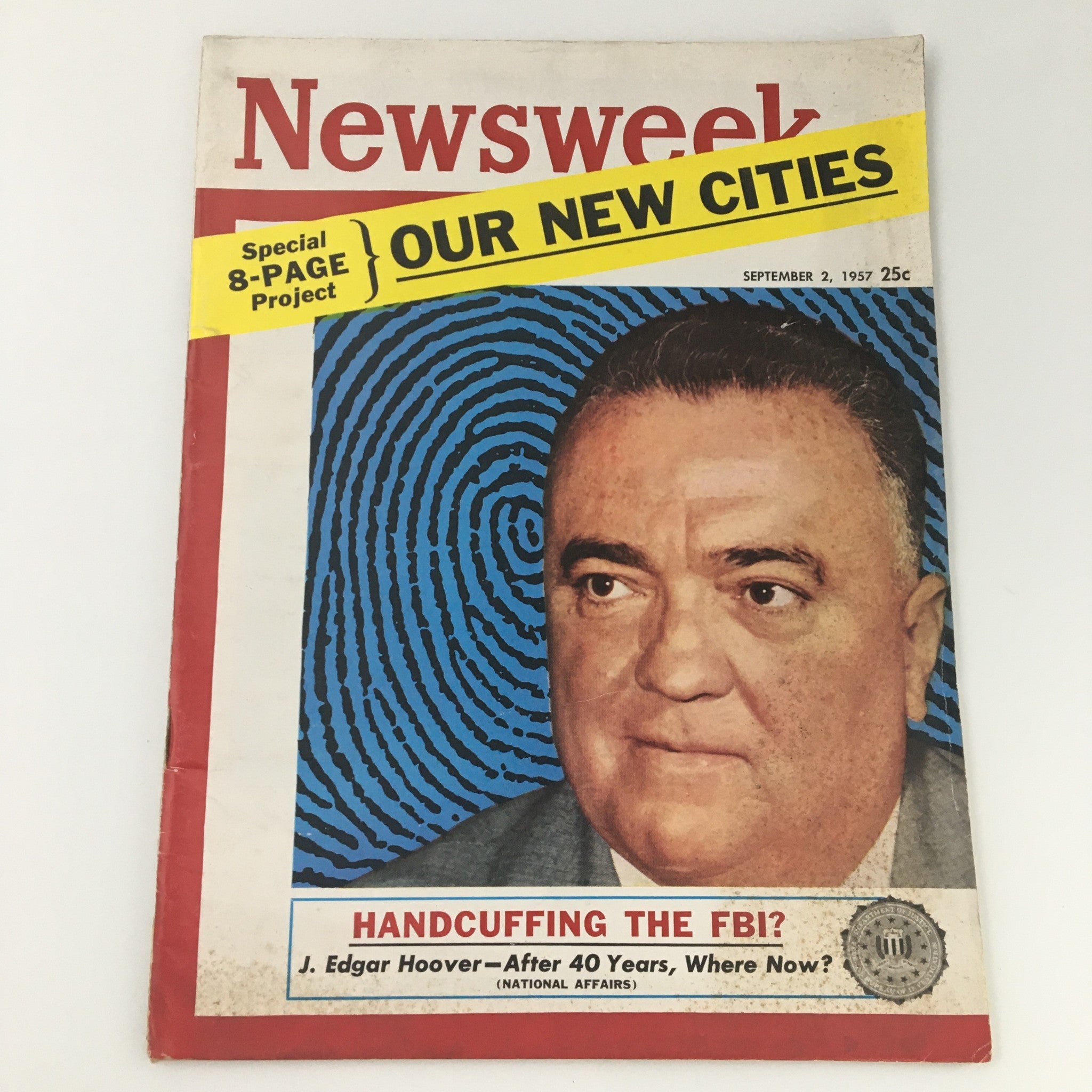 VTG Newsweek Magazine September 2 1957 FBI Director J. Edgar Hoover, Newsstand