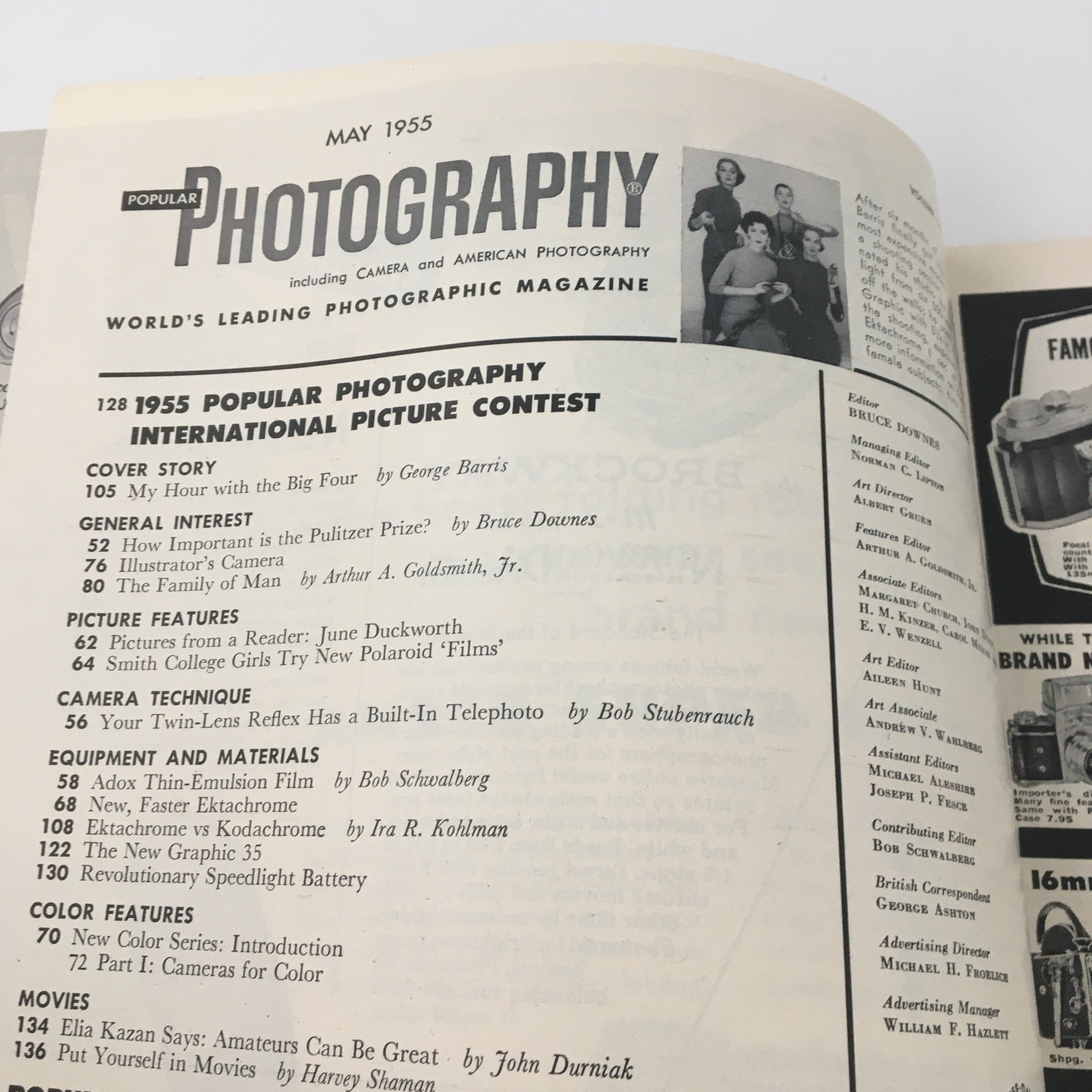 VTG Photography Magazine May 1955 Photographer George Harris, Newsstand