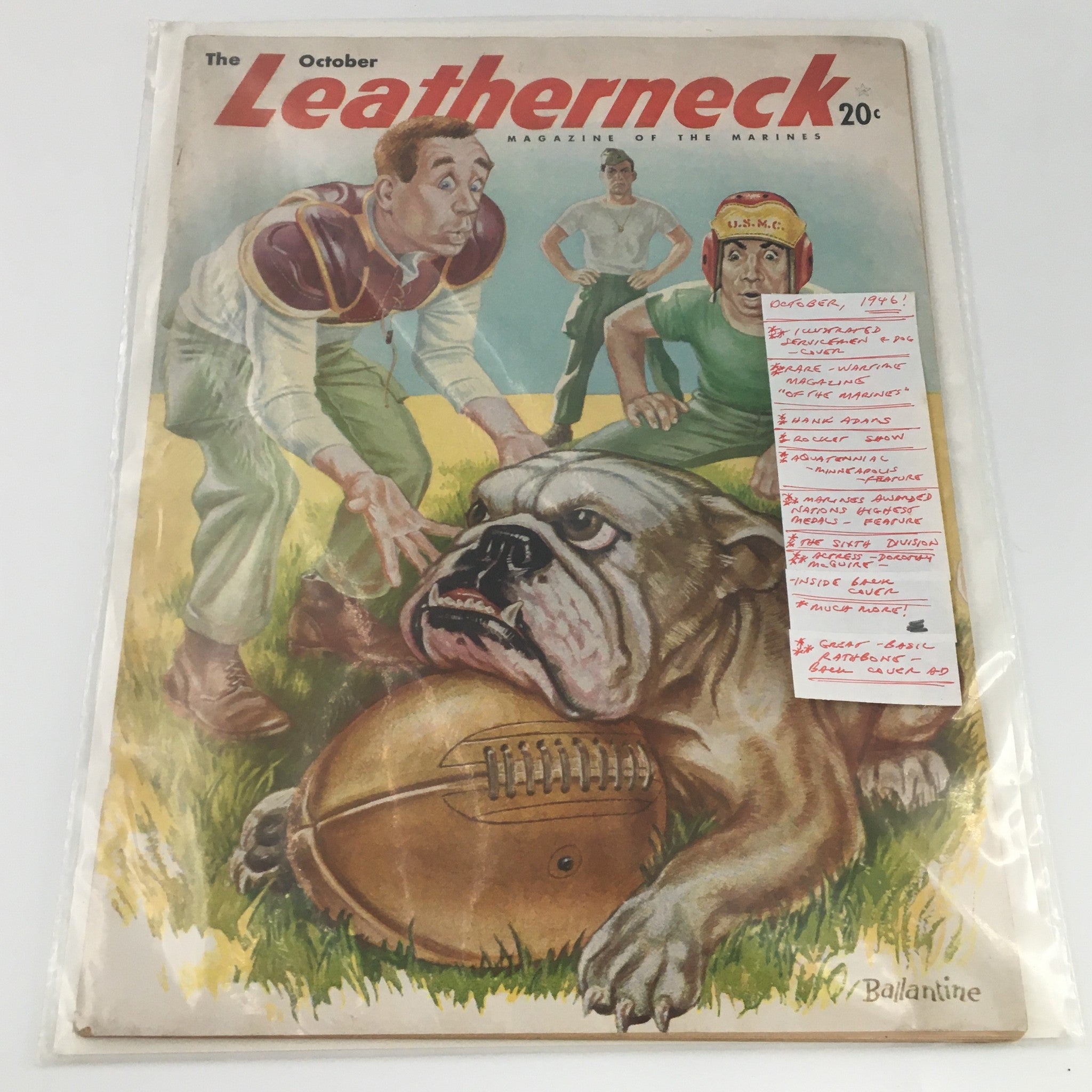 VTG The Leatherneck Magazine October 1946 Illustrated Servicemen & Dog Newsstand