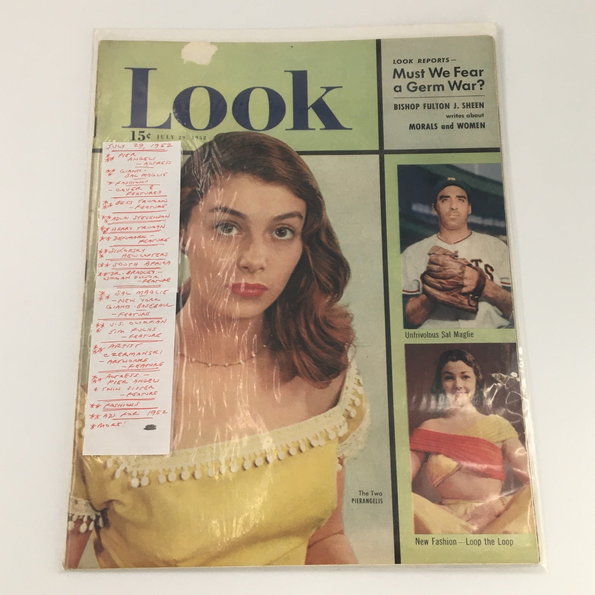 VTG Look Magazine July 29 1952 Actress Pier Angeli Cover and Feature, Newsstand