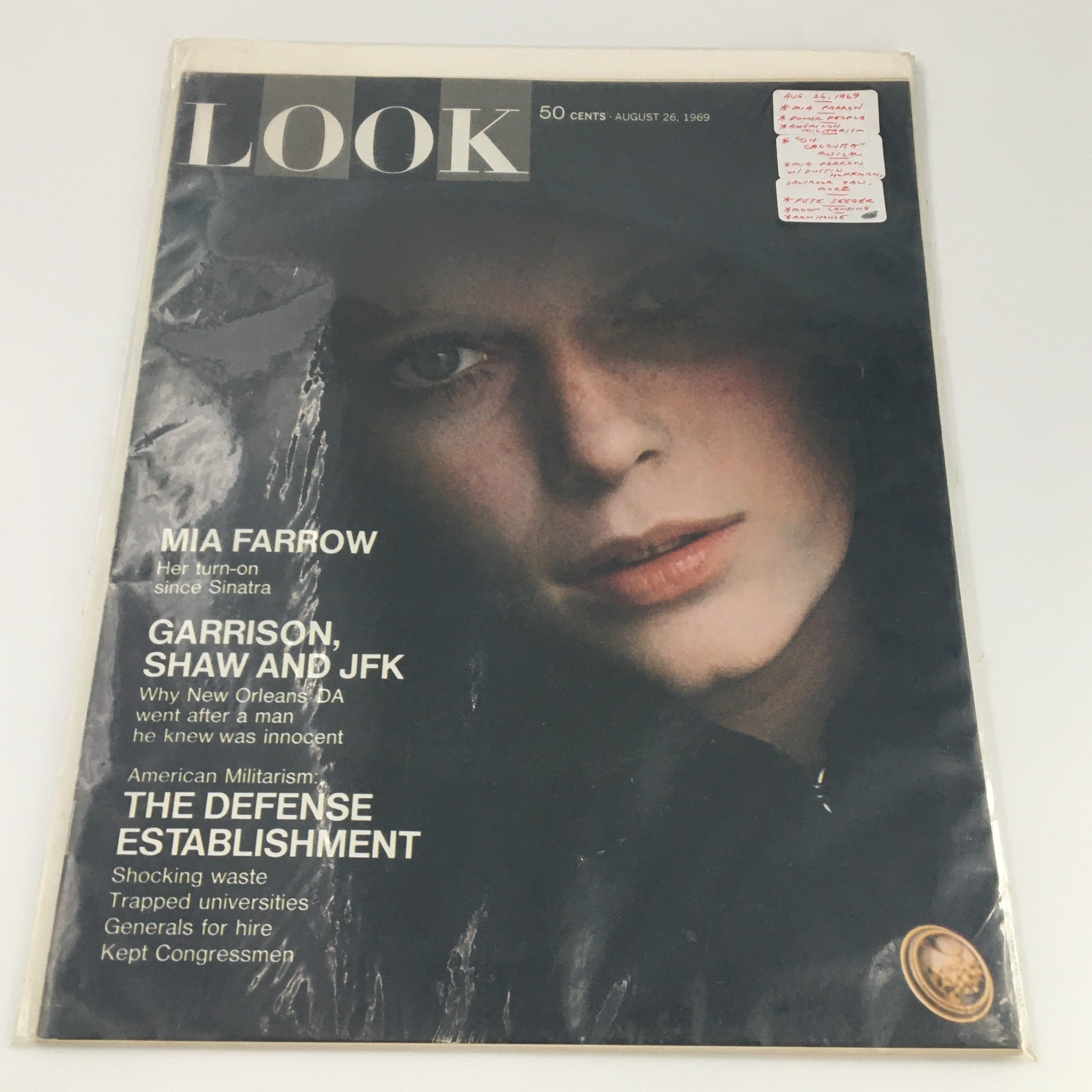 Look Magazine August 26 1969 Mia Farrow Cover, John F Kennedy Feature, Newsstand