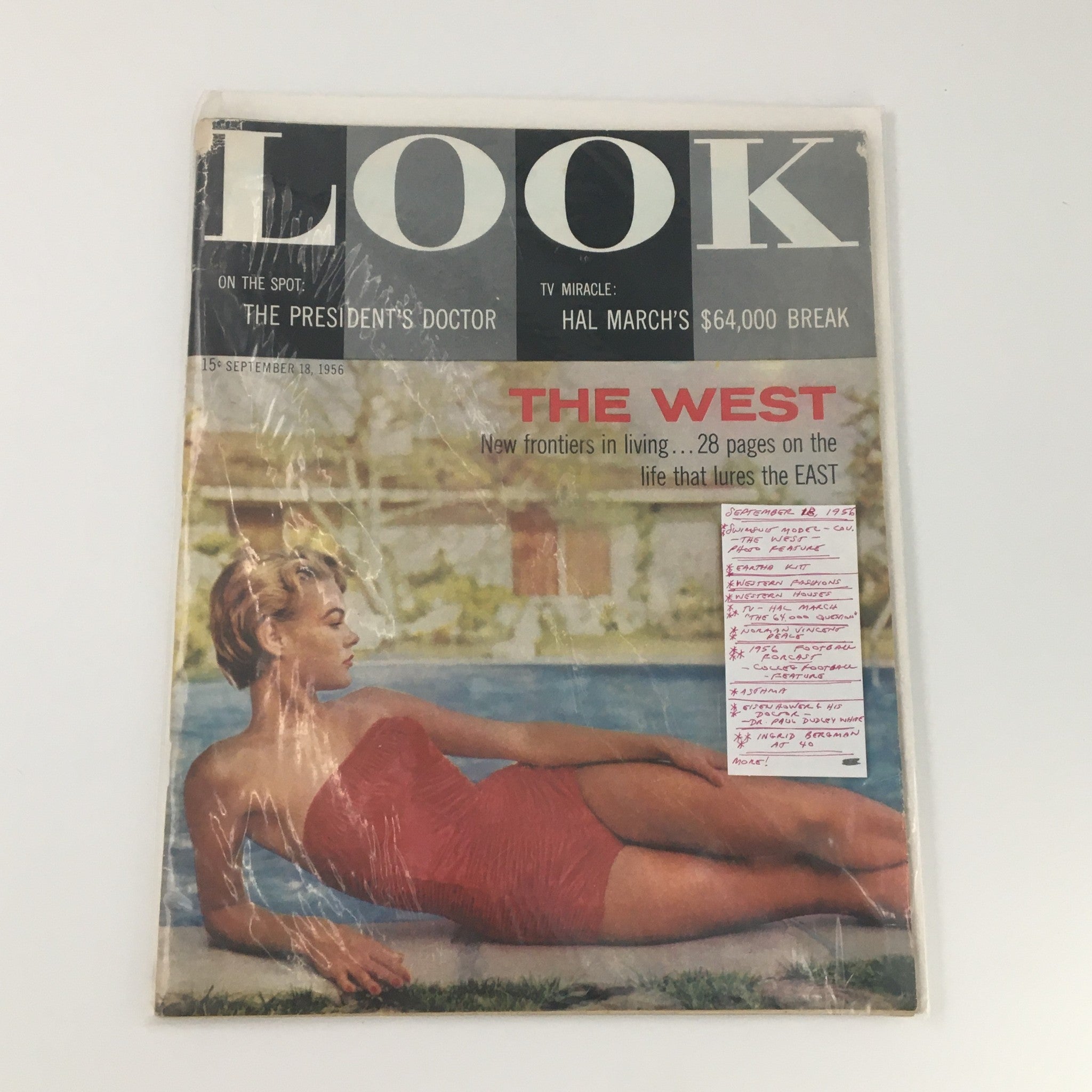 VTG Look Magazine September 18 1956 Swimsuit Model Cover, The West, Newsstand