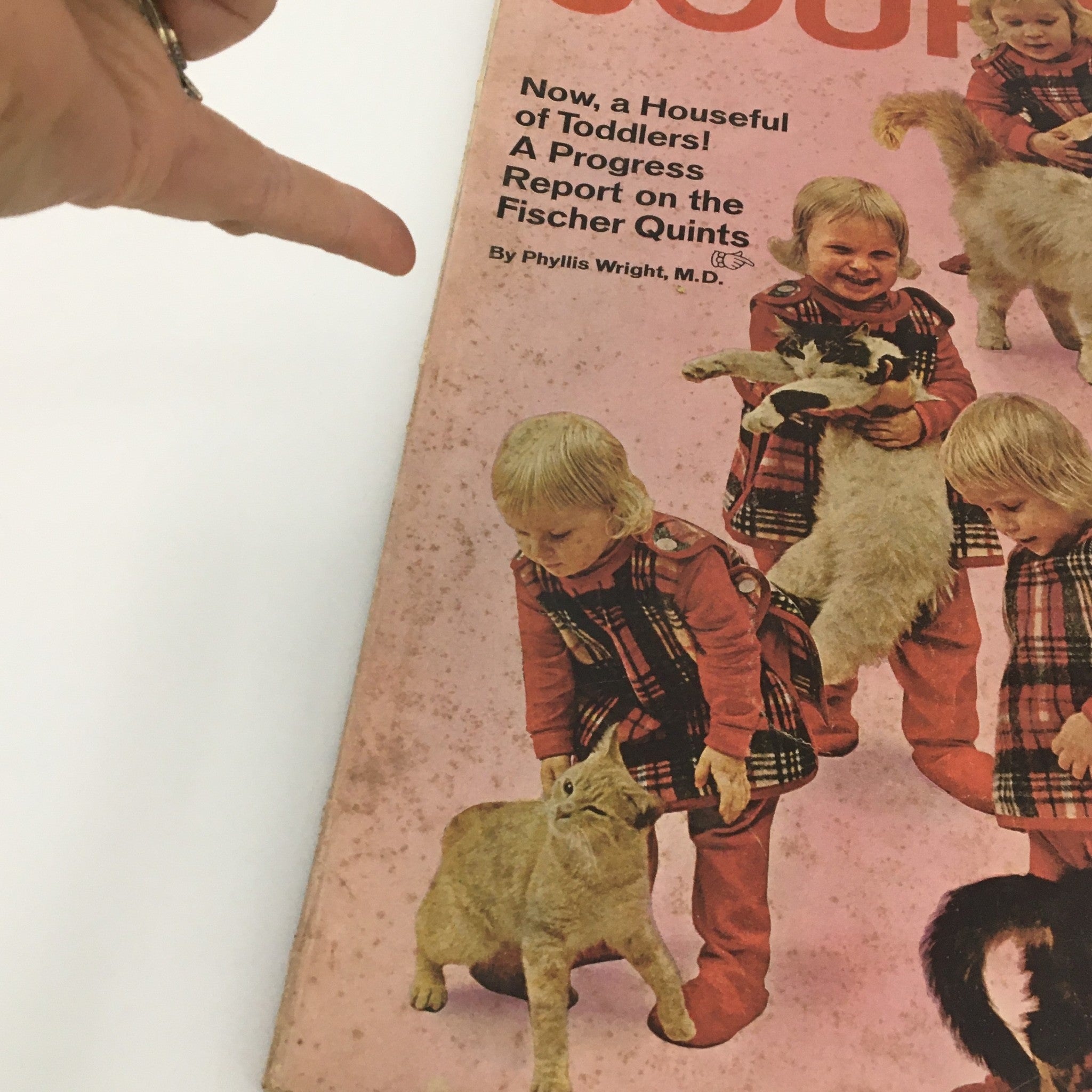 Cover detail of VTG Journal Magazine January 1966 showing children with cats and vibrant colors, encapsulating a nostalgic moment in American magazine history.