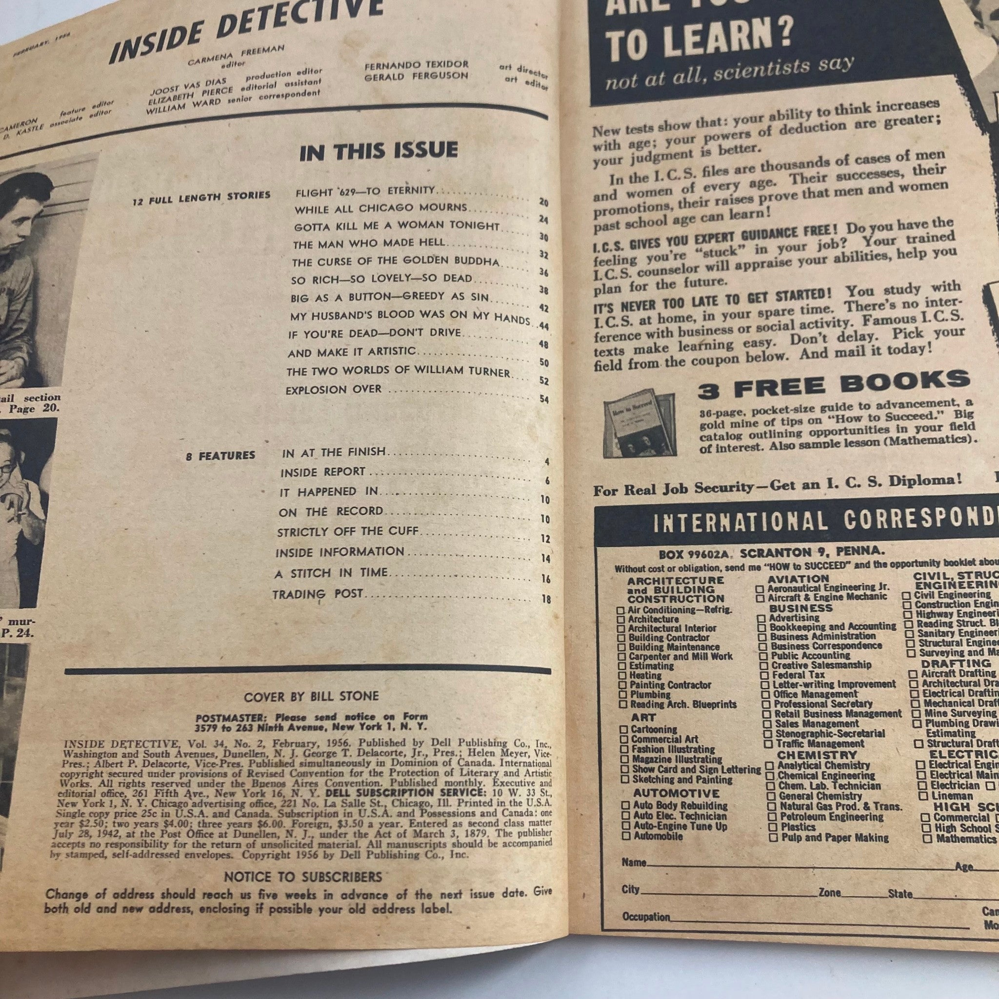 VTG Inside Detective Magazine February 1956 The Man Who Made Hell No Label