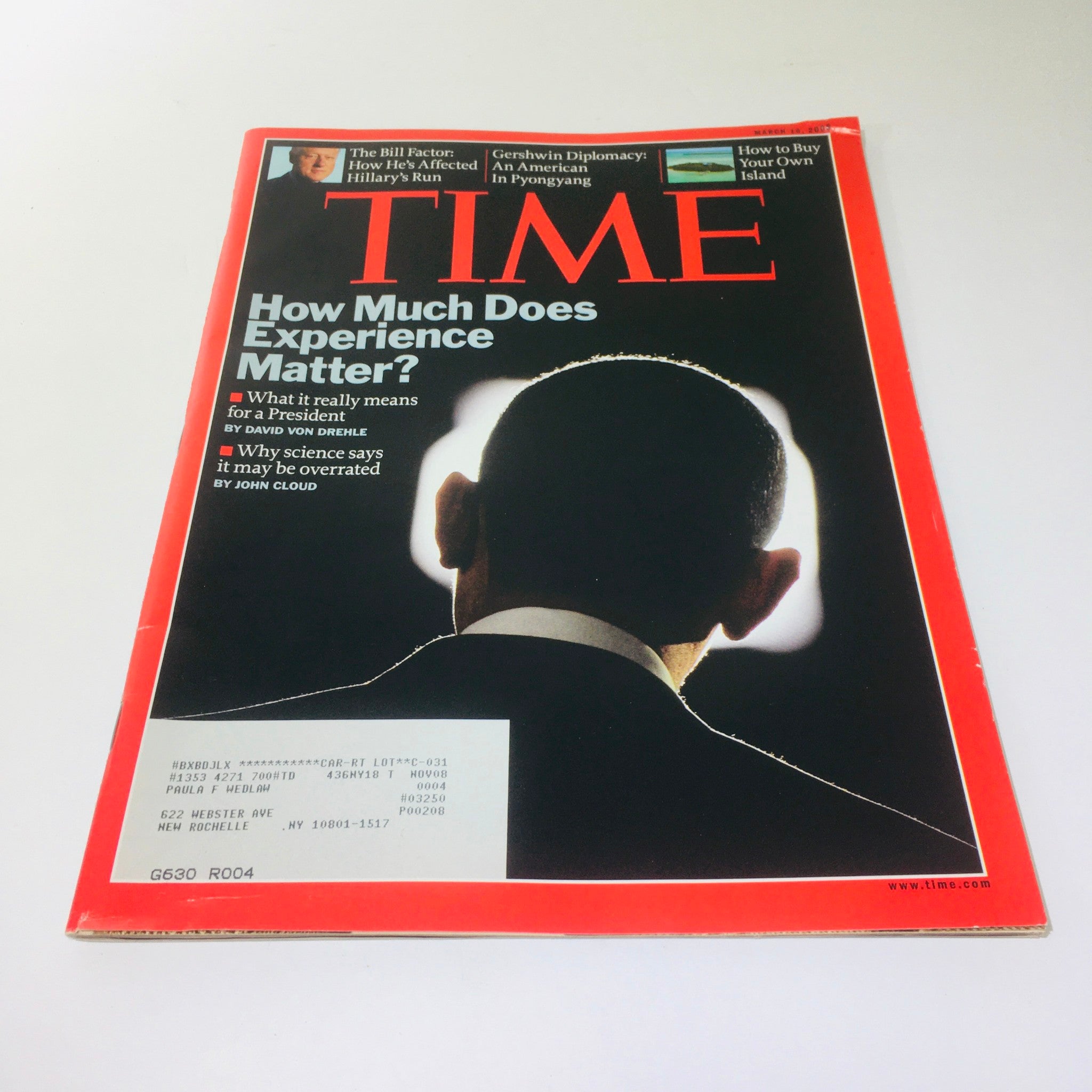 Time Magazine: March 10 2008 - Barrack Obama: How Much Does Experience Matter?