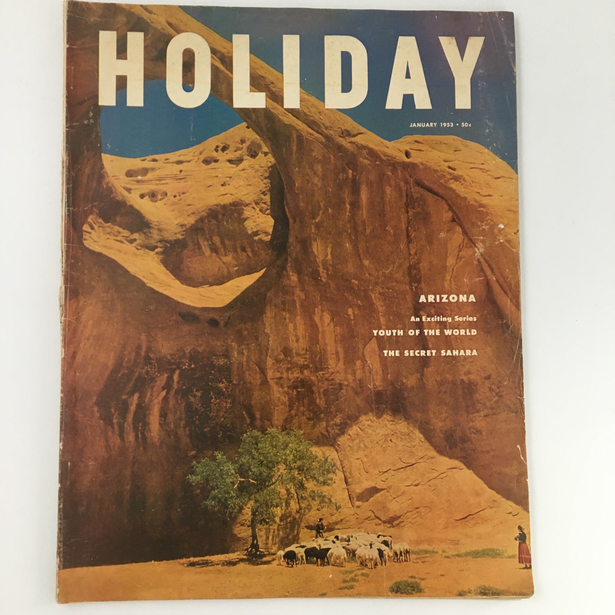 VTG Holiday Magazine January 1953 The Secret Sahara, Arizona Cover, Newsstand