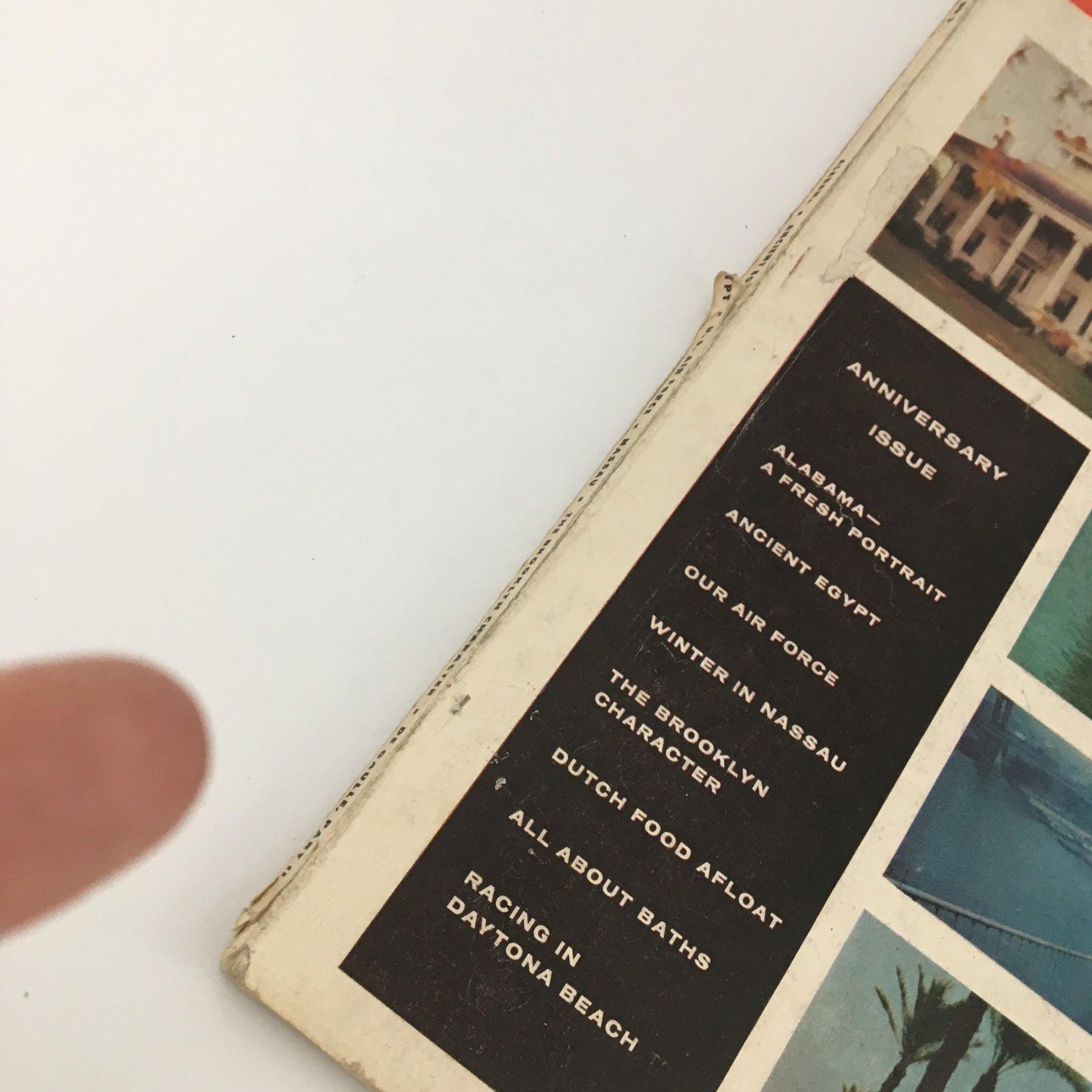 Back cover of the VTG Holiday Magazine March 1960 showcasing featured articles including The Brooklyn Character and other engaging topics.