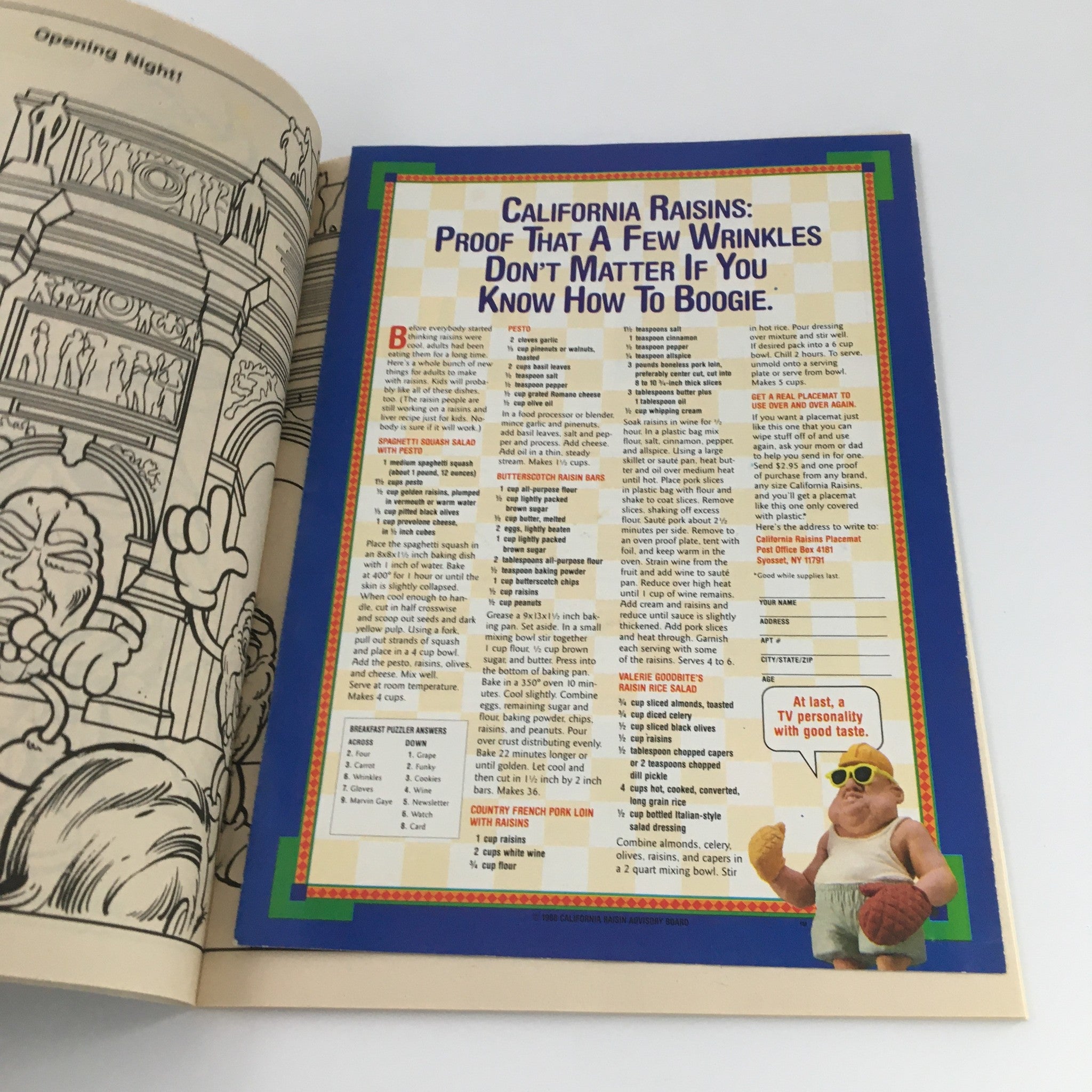 VTG 1988 The California Raisins on Tour Children's Coloring Book