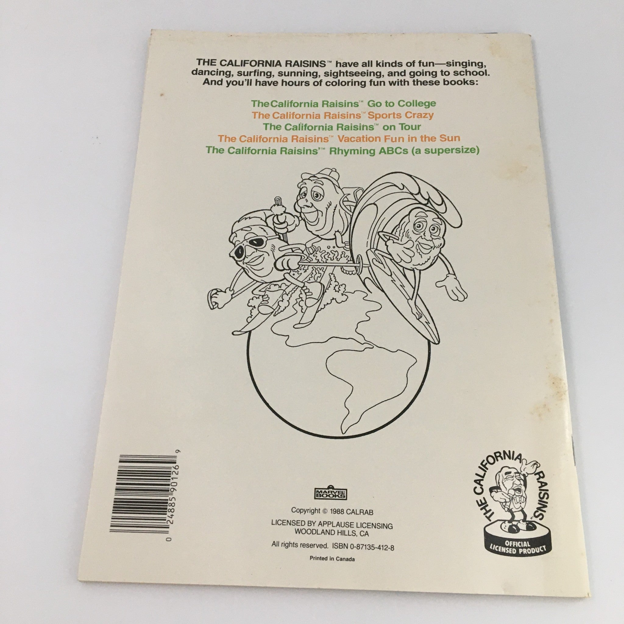 VTG 1988 The California Raisins on Tour Children's Coloring Book