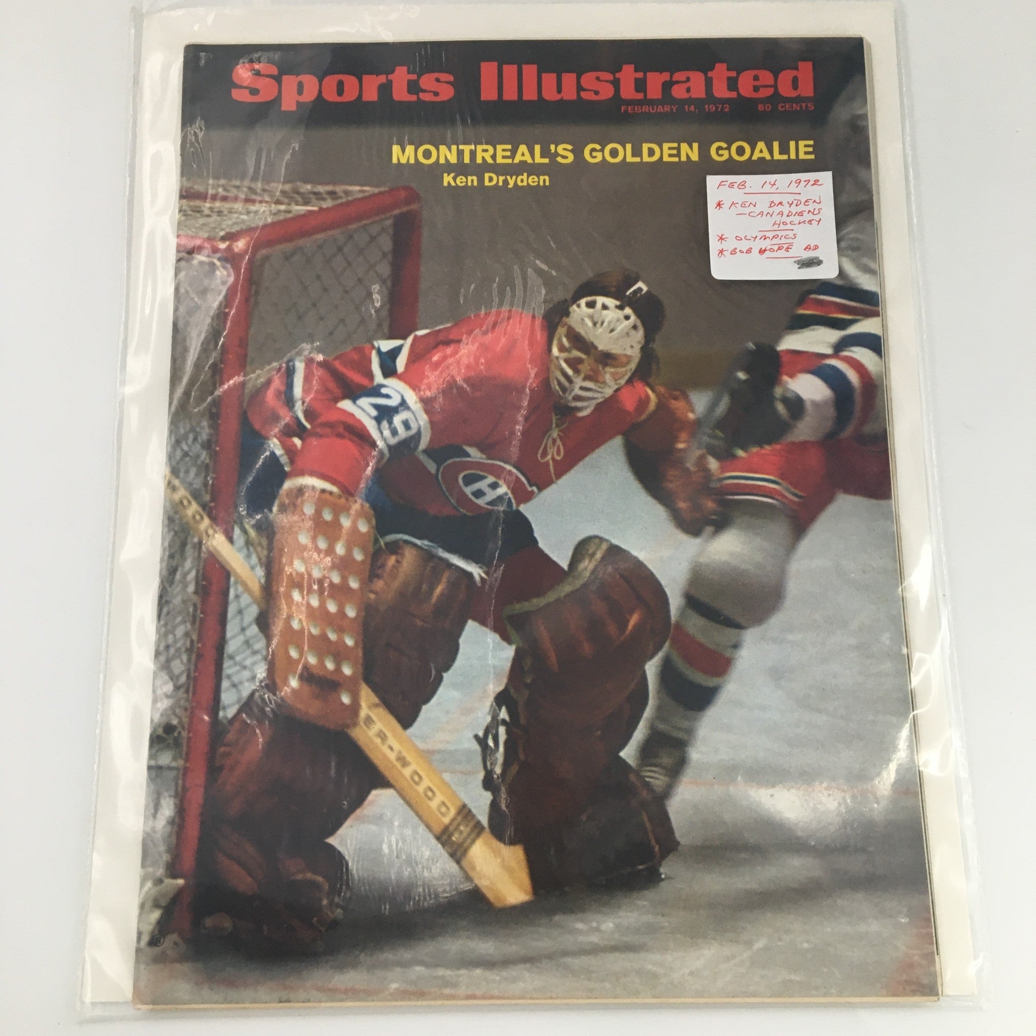 VTG Sports Illustrated Magazine February 14 1972 Ken Dryden Cover, Newsstand