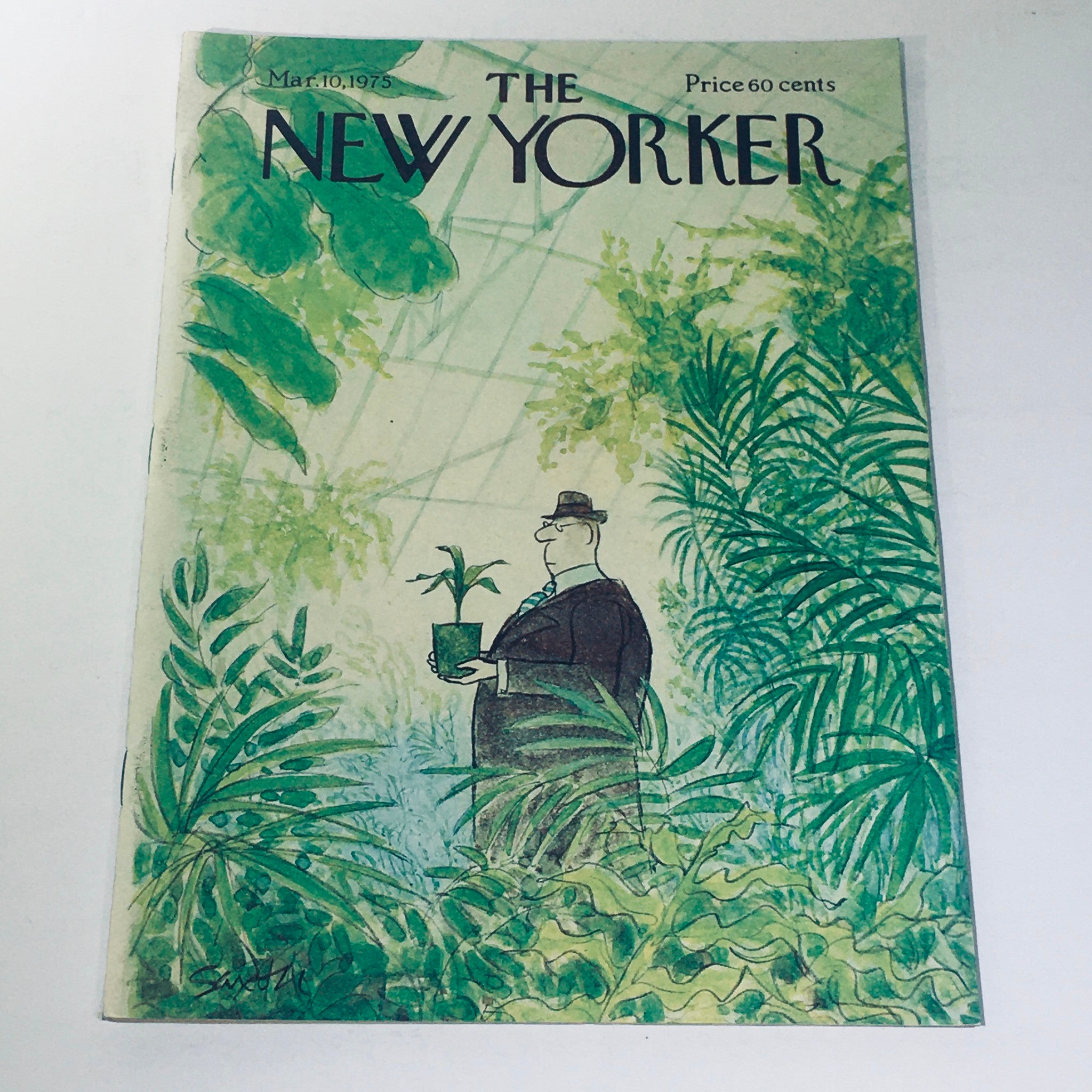 The New Yorker Magazine March 10 195 Man in a Greenhouse by Charles Saxon