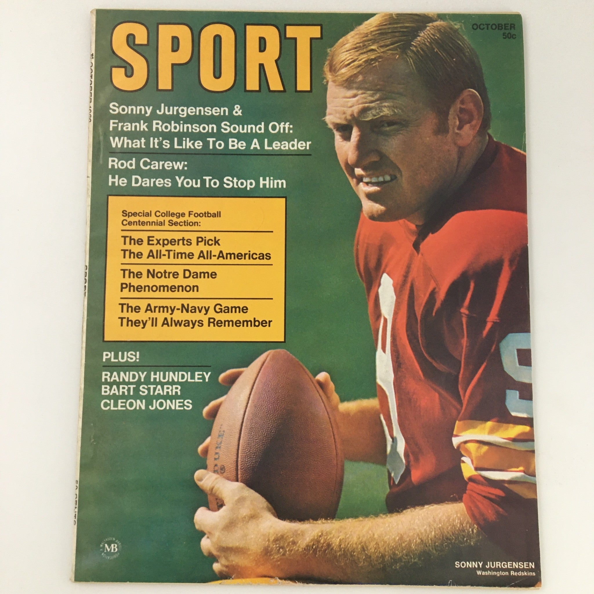 VTG Sport Magazine October 1969 Redskins Sonny Jurgensen Cover Feature Newsstand