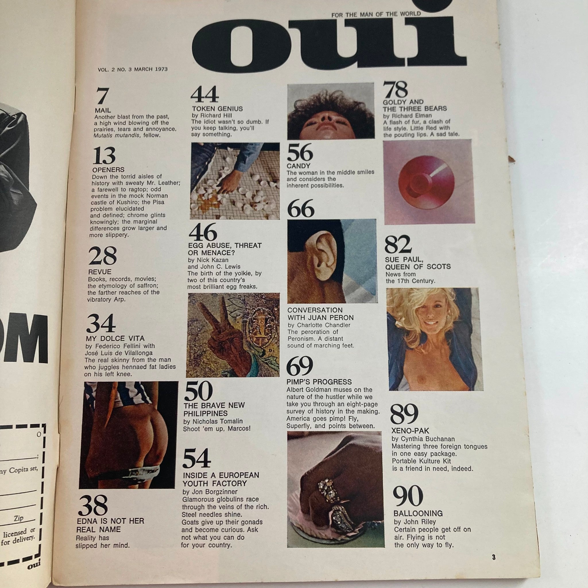 VTG Oui Magazine March 1973 Vol 2 No. 3 Sue Paul Queen of Scots No Label