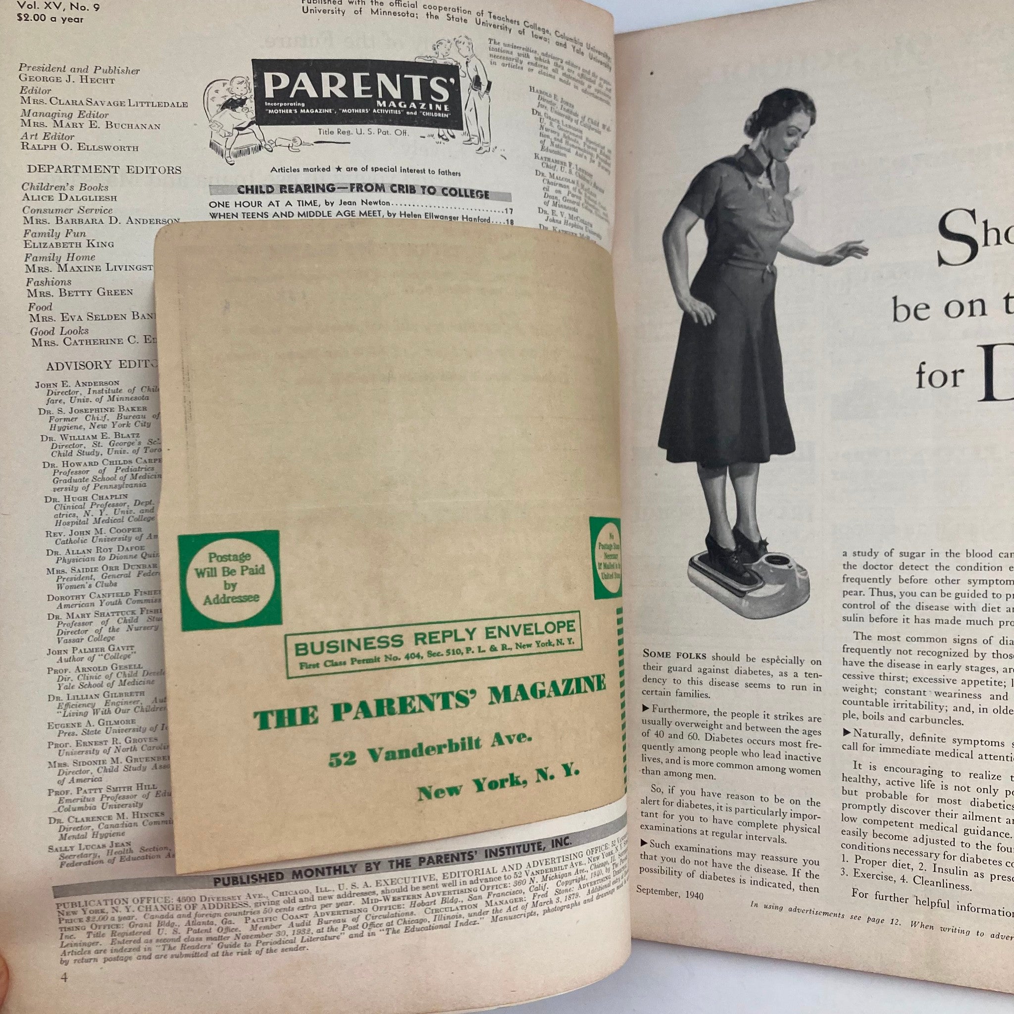 VTG Parents' Magazine September 1940 One Hour at a Time No Label