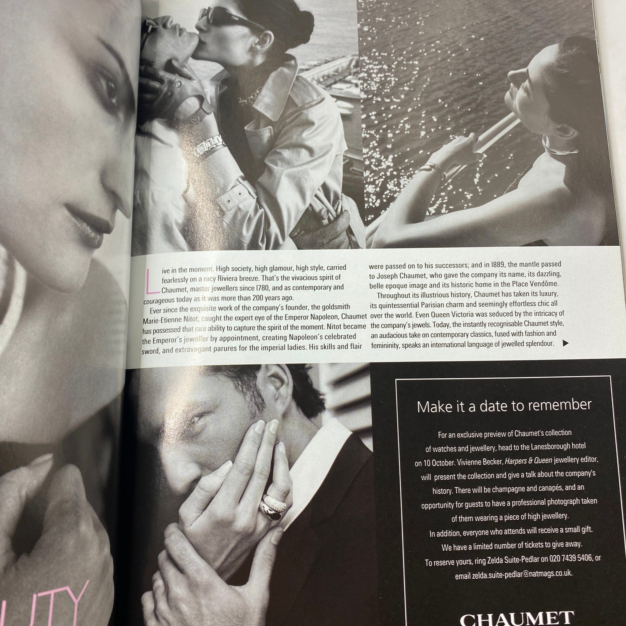 Interior image from Harpers & Queen British Edition Magazine October 2001 highlighting beauty and glamour with a focus on high fashion.