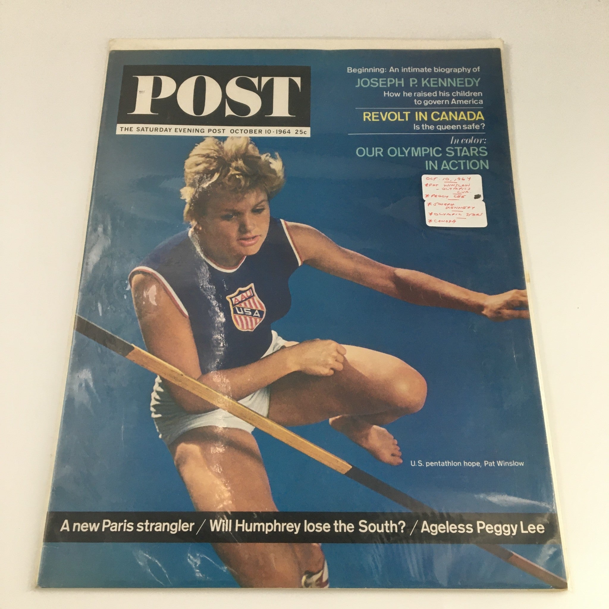 The Saturday Evening Post October 10 1964 Pat Wilson Olympics Cover, Newsstand