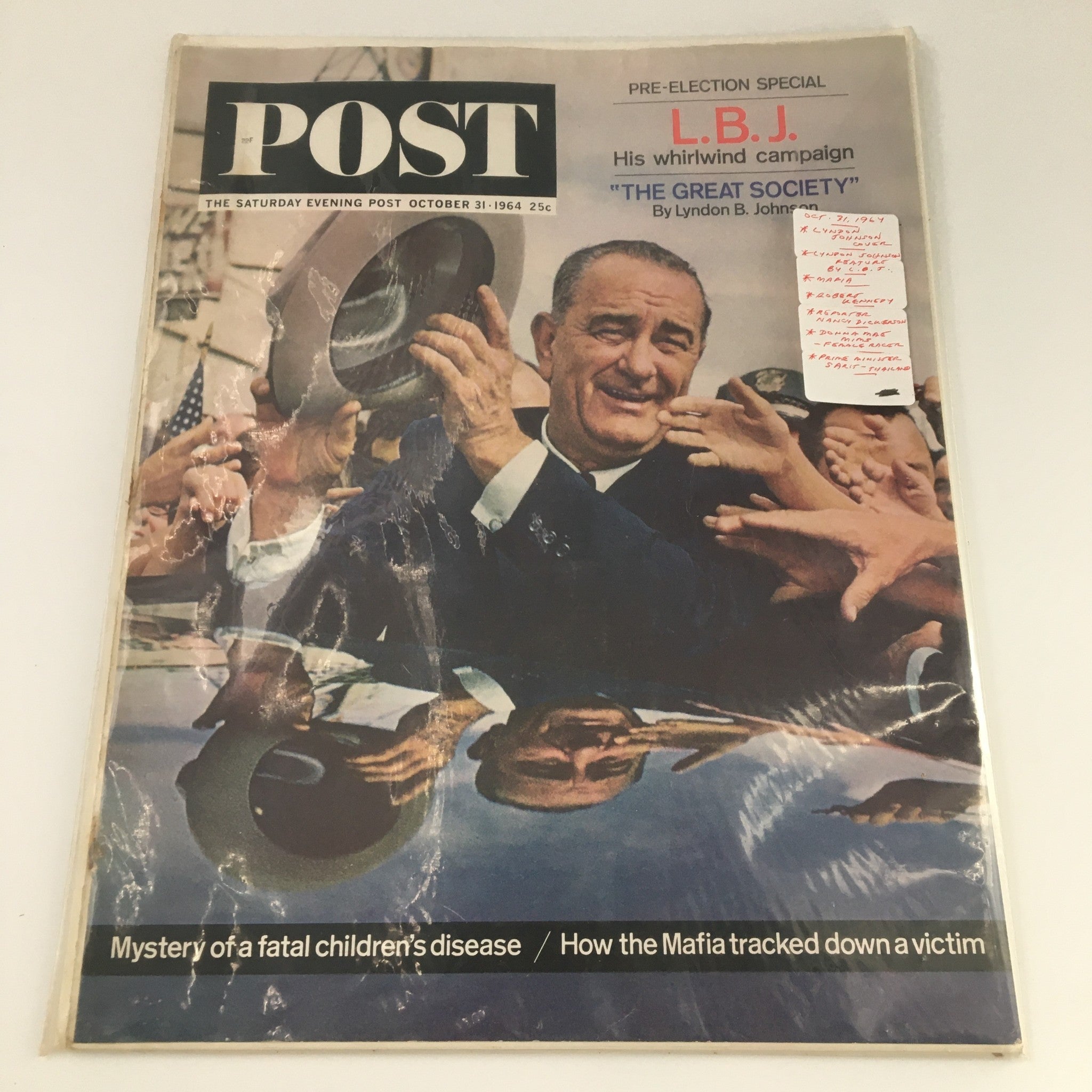 The Saturday Evening Post October 31 1964 Lyndon B. Johnson Cover, Newsstand