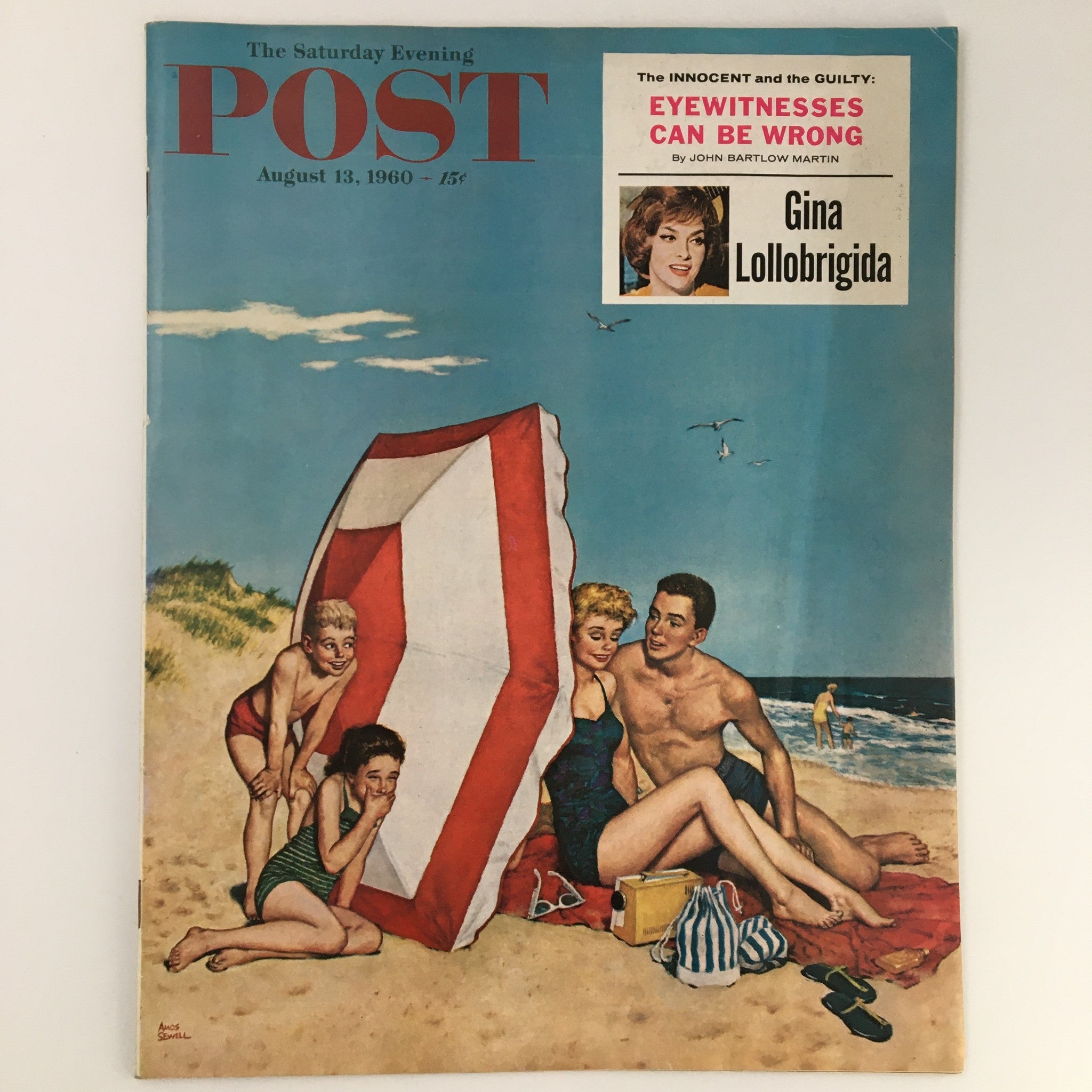 The Saturday Evening Post August 13 1960 Artist Amos Sewell Cover, Newsstand