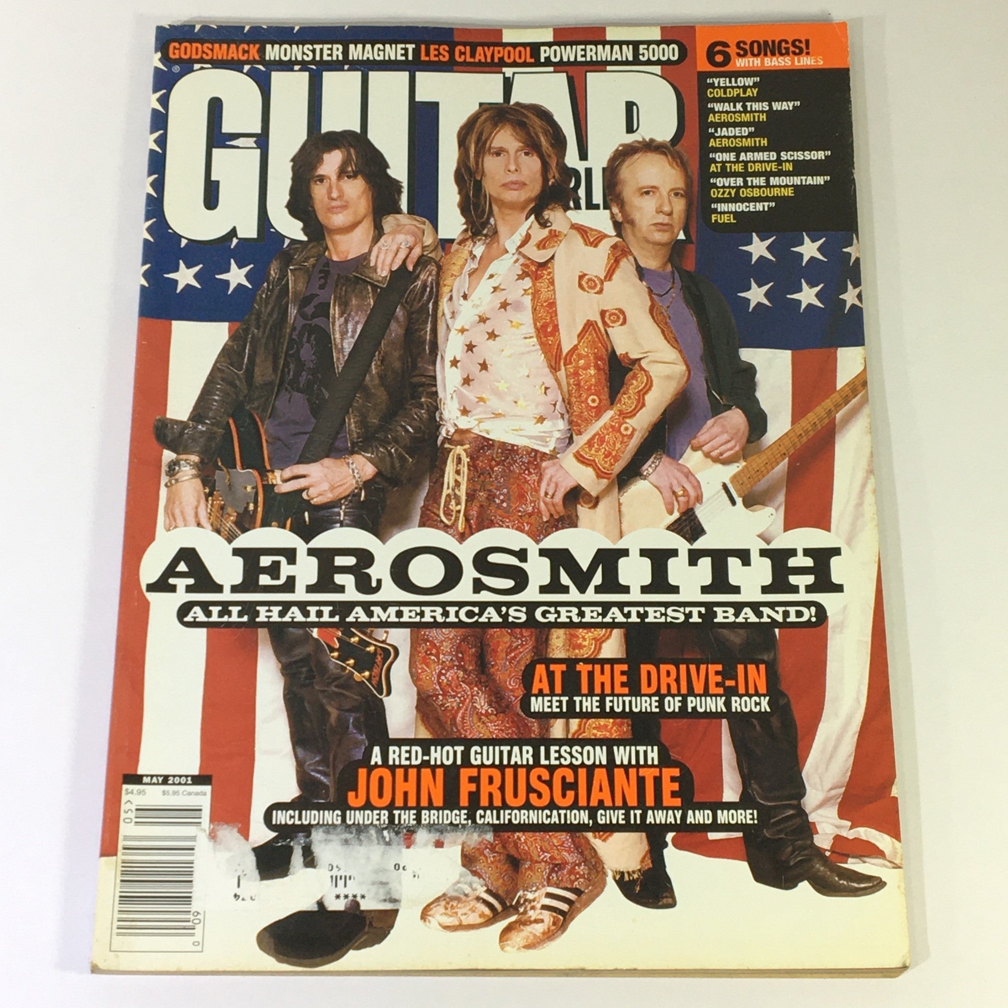 Guitar World Magazine May 2001 - Aerosmith Steven Tyler and Les Claypool