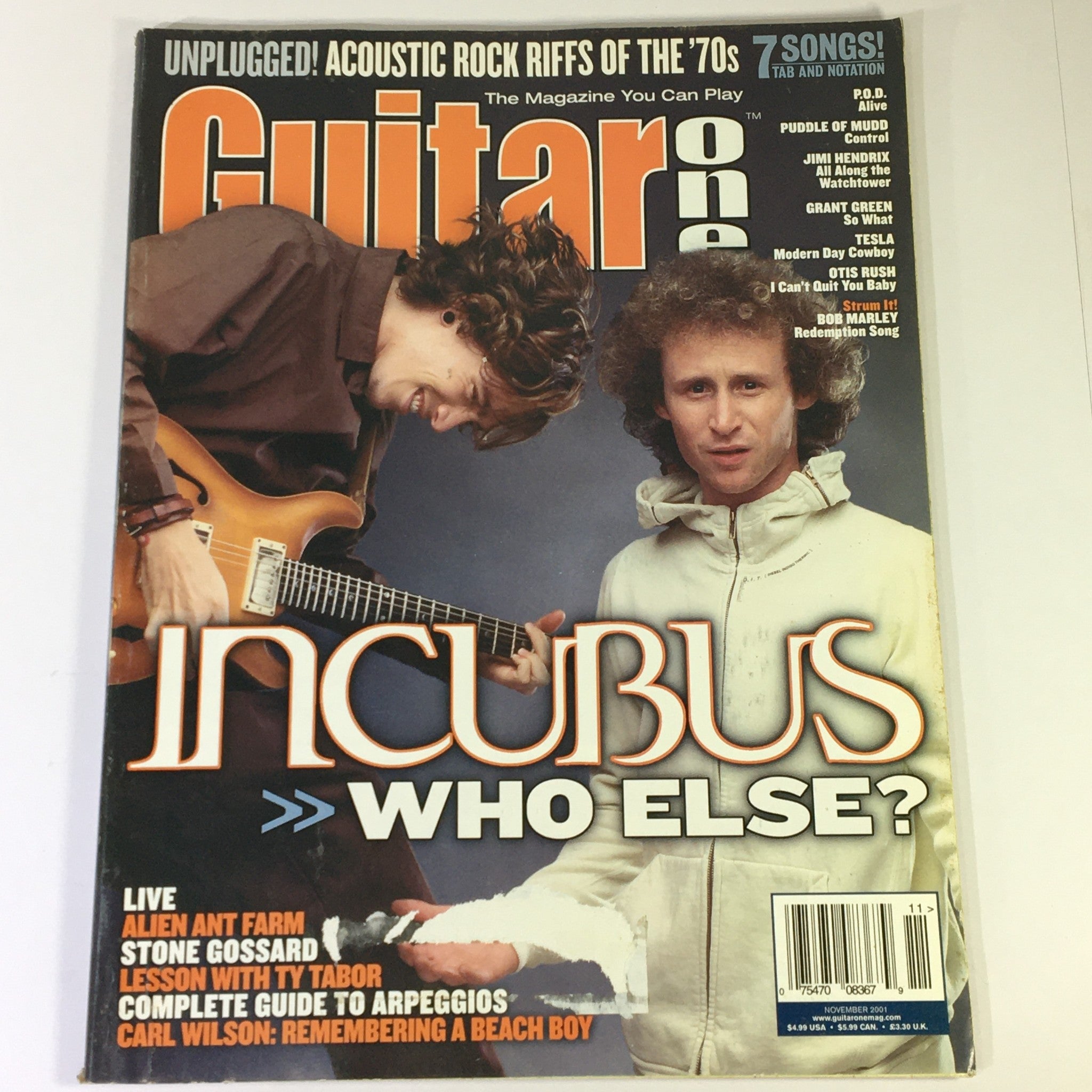 Guitar One Magazine November 2001 - Incubus, Alien Ant Farm & Carl Wilson