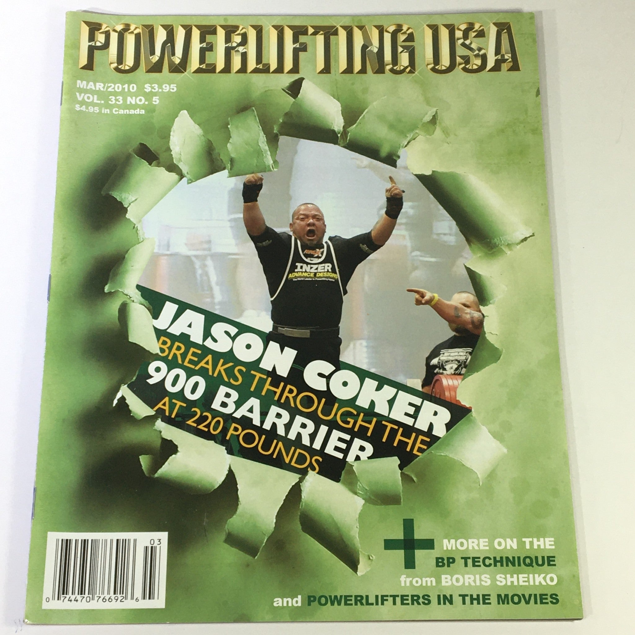 Powerlifting USA March 2010 Vol 33 #5 - Jason Coker Breaks 900 Barrier at 220lbs