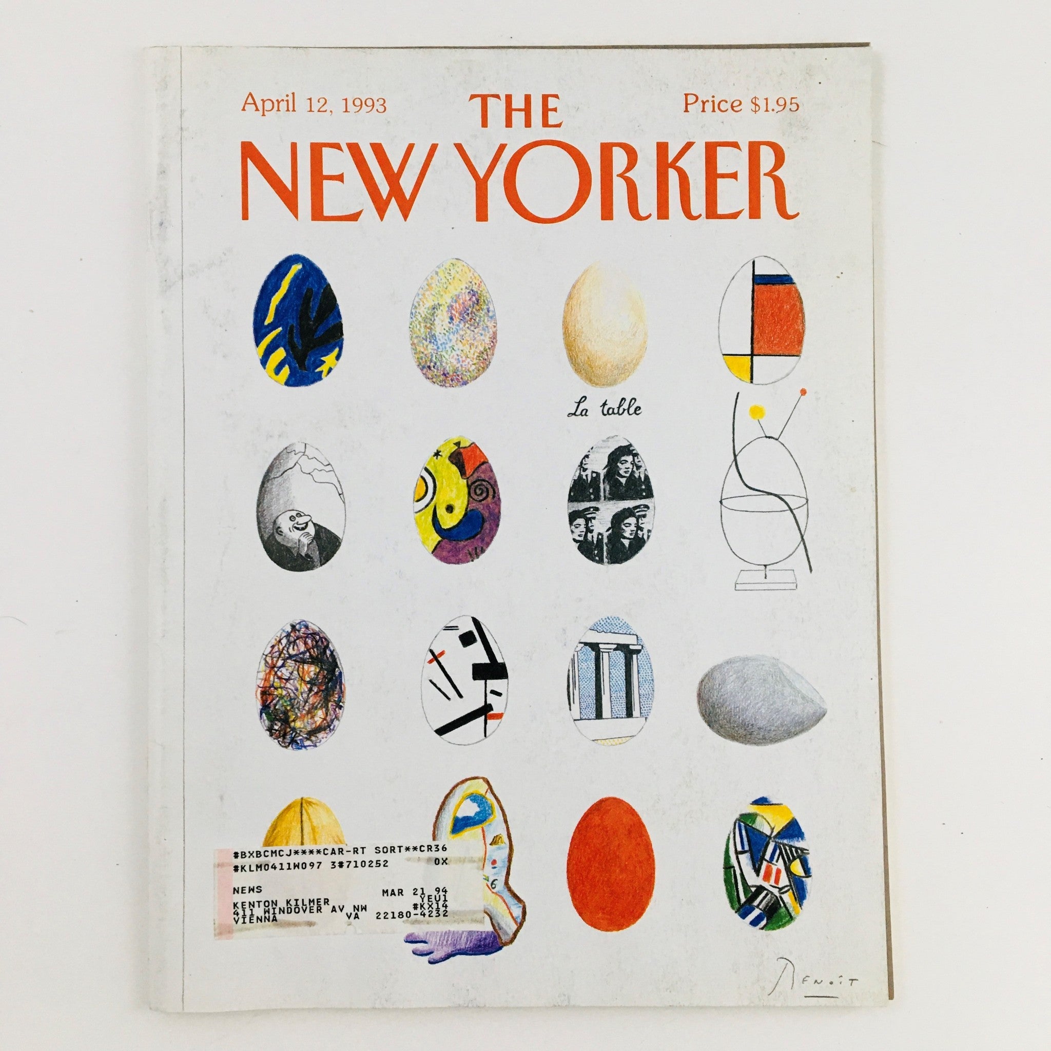 The New Yorker Magazine April 12 1993 Theme Shell Games by Benoit van Innis