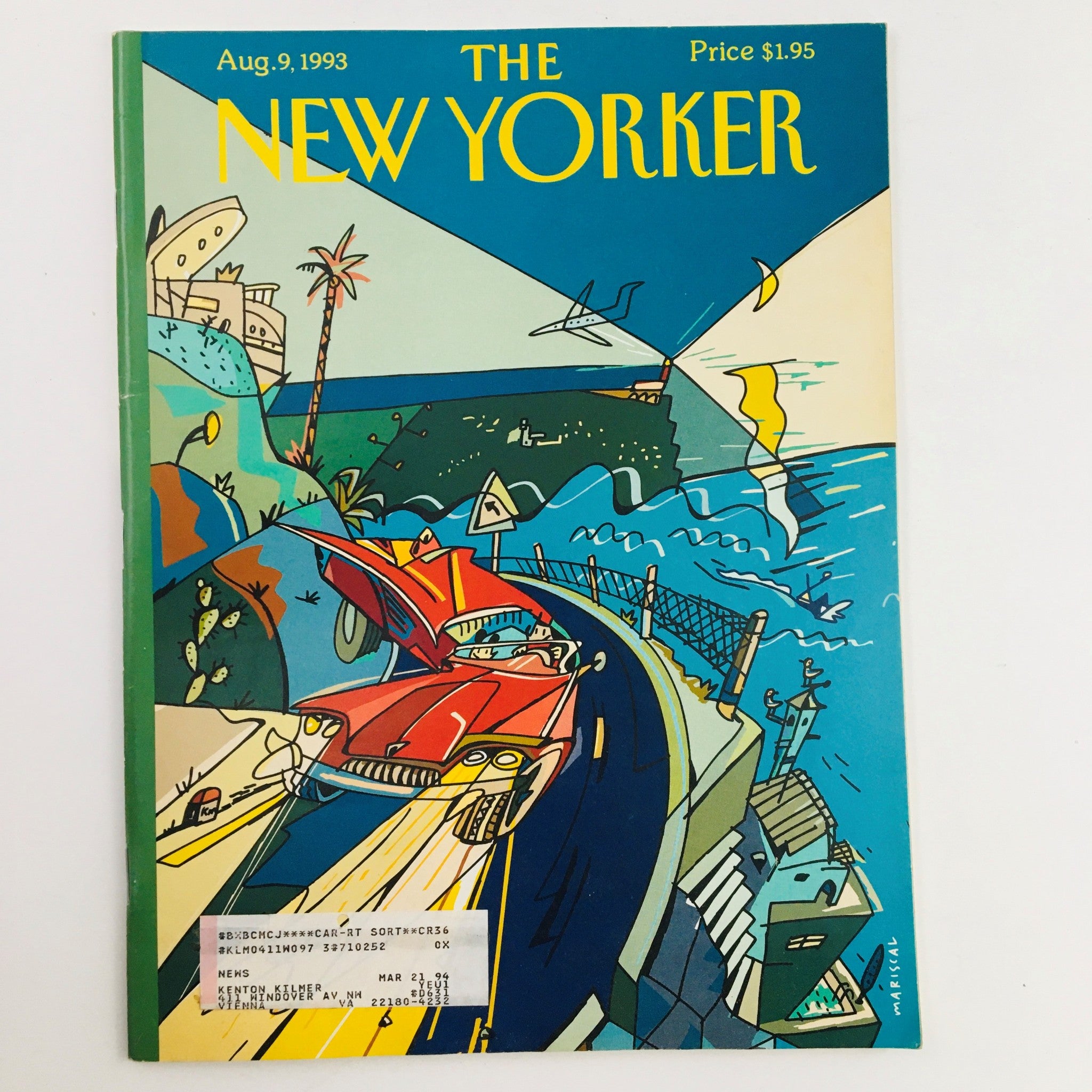 The New Yorker Magazine August 9 1993 Theme The Ocean or Burst by Mariscal