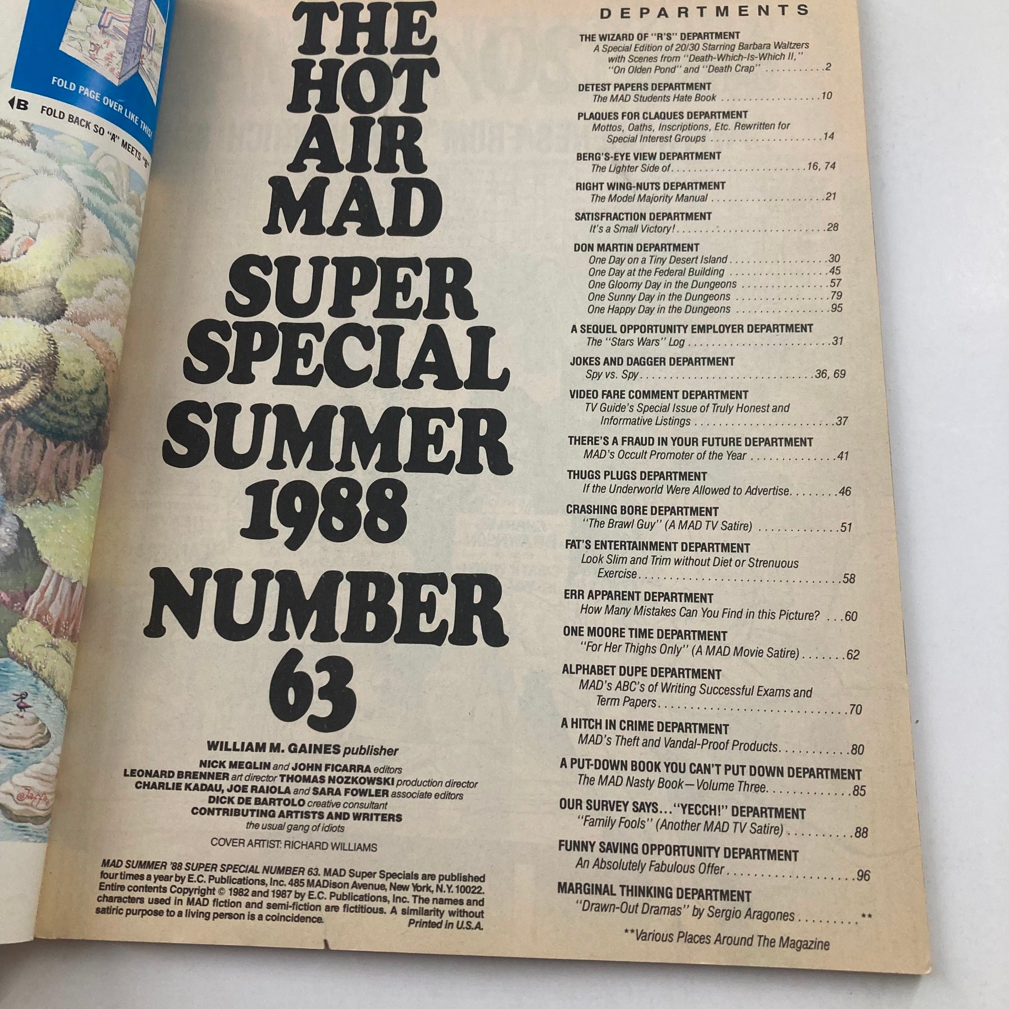 Mad Super Special Magazine Summer 1988 No. 63 The Hot Air 6.0 FN Fine No Label