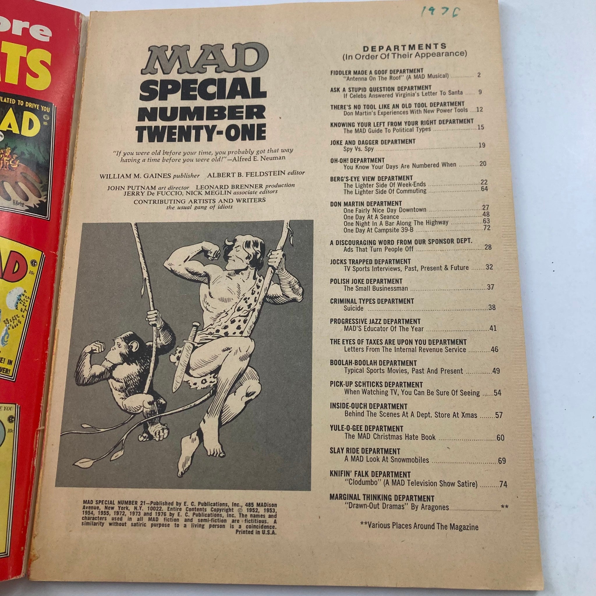 Mad Super Special Magazine 1976 No. 21 Antenna on the Roof 6.0 FN Fine No Label