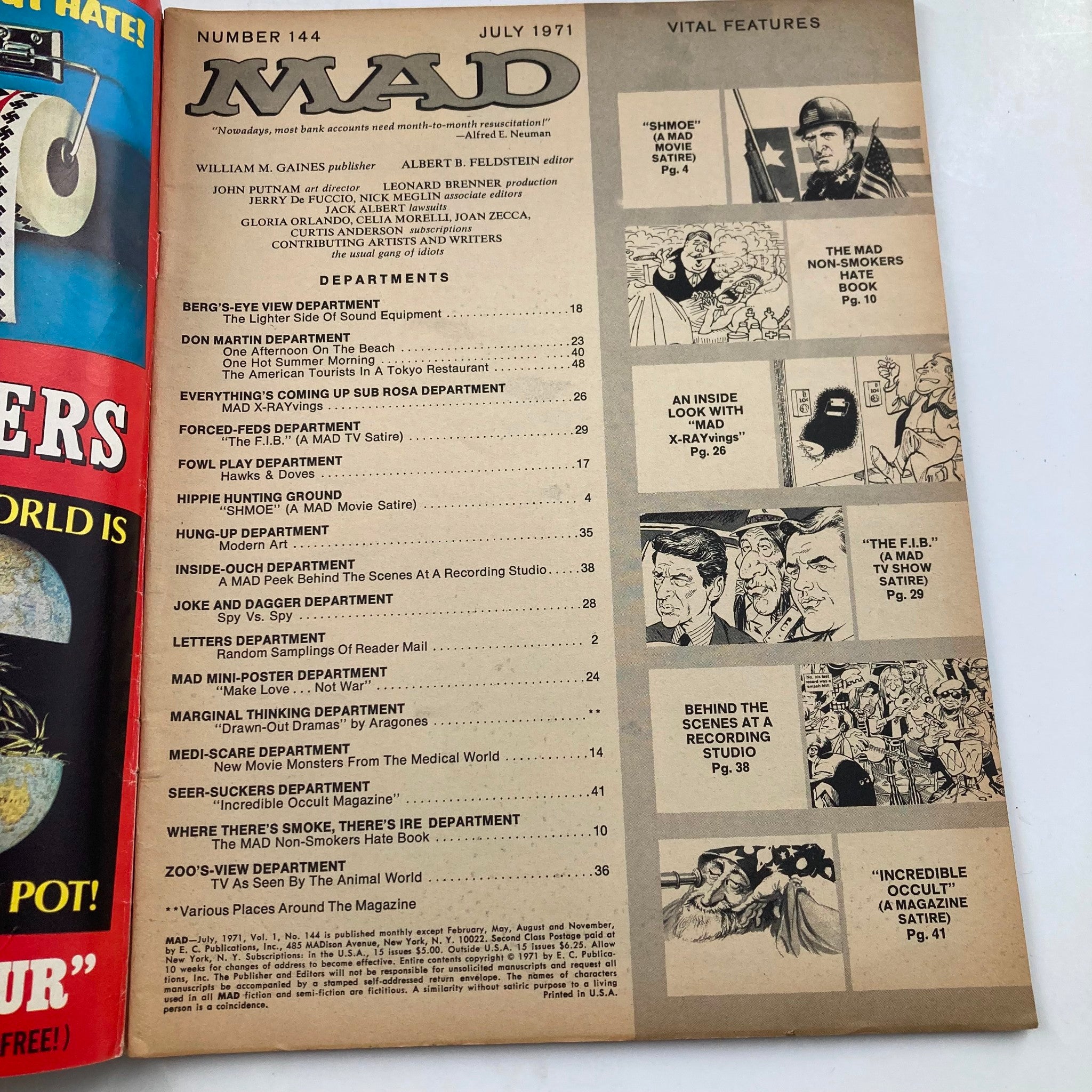 Mad Magazine July 1971 No. 144 Incredible Occult 6.0 FN Fine No Label